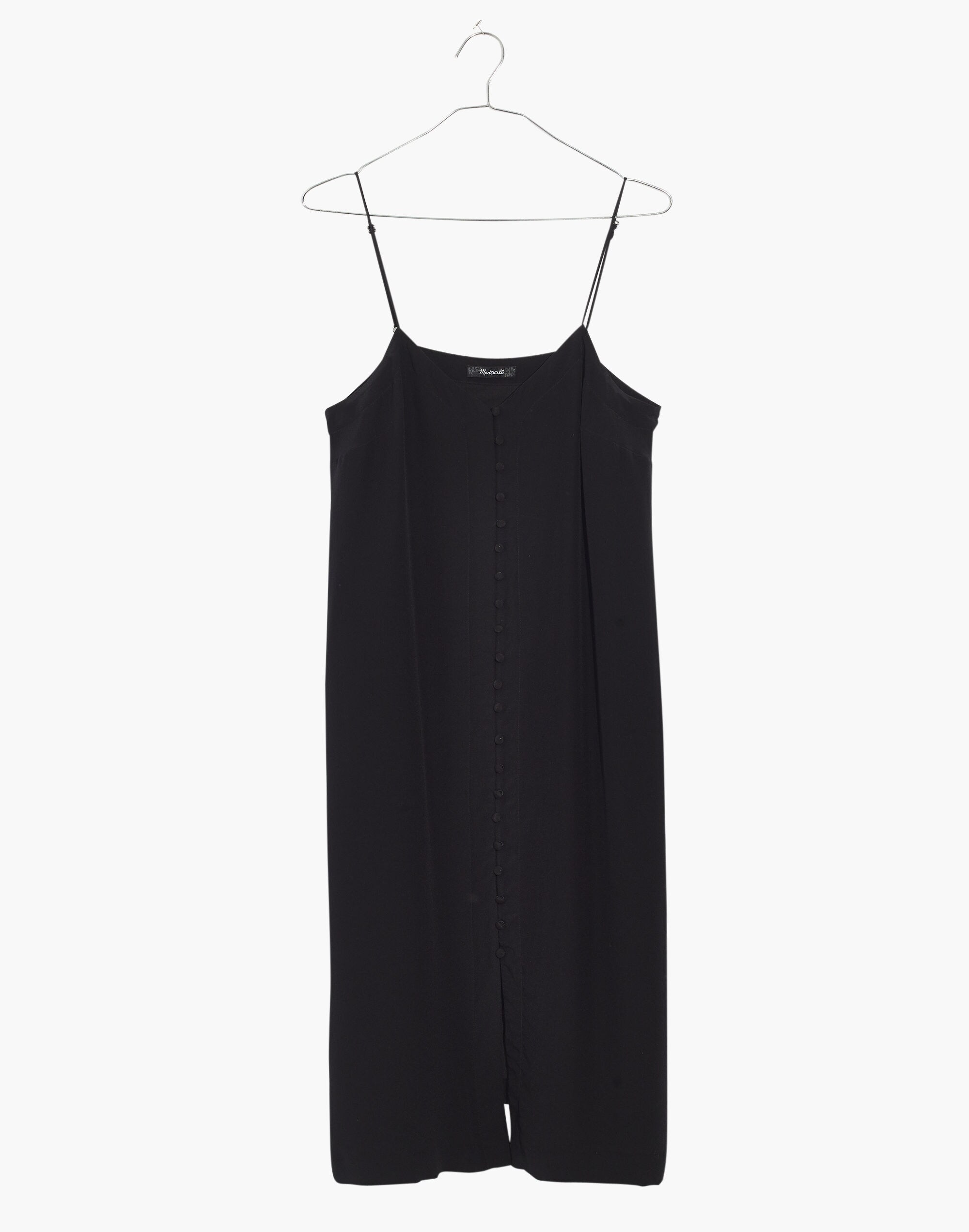 Silk Button-Front Slip Dress
