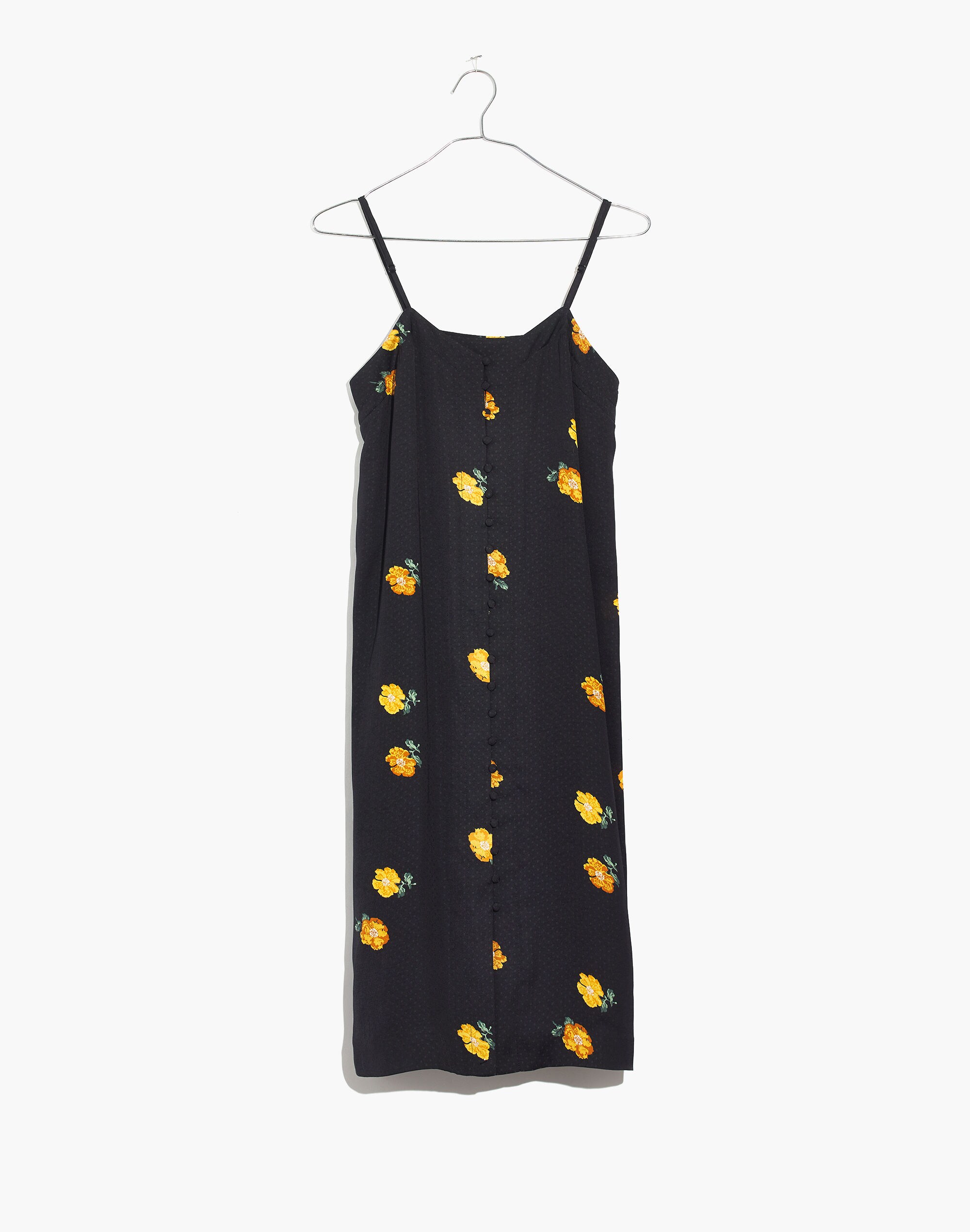 Button-Front Slip Dress in Floating Florets