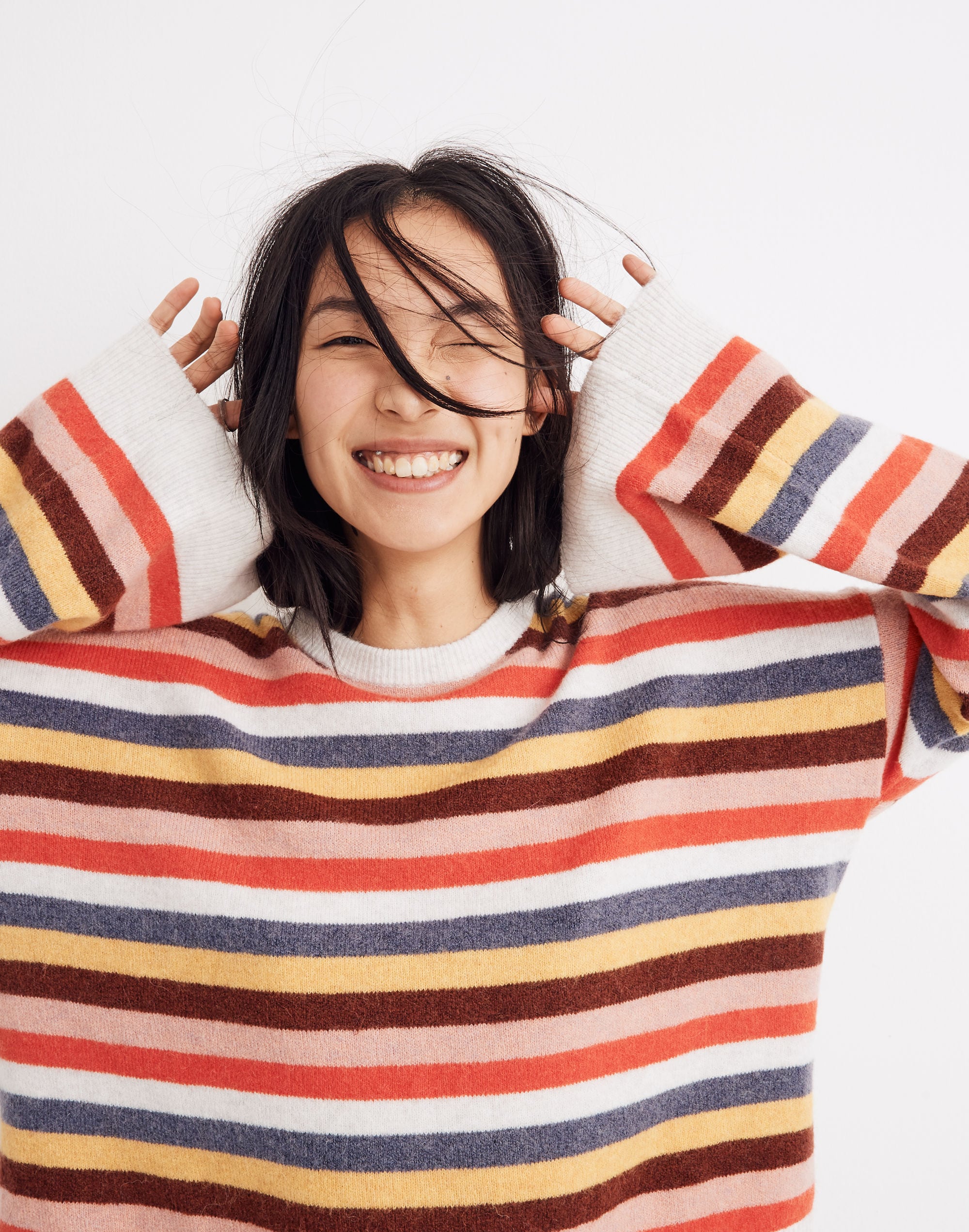 cardiff striped crewneck sweater in coziest yarn
