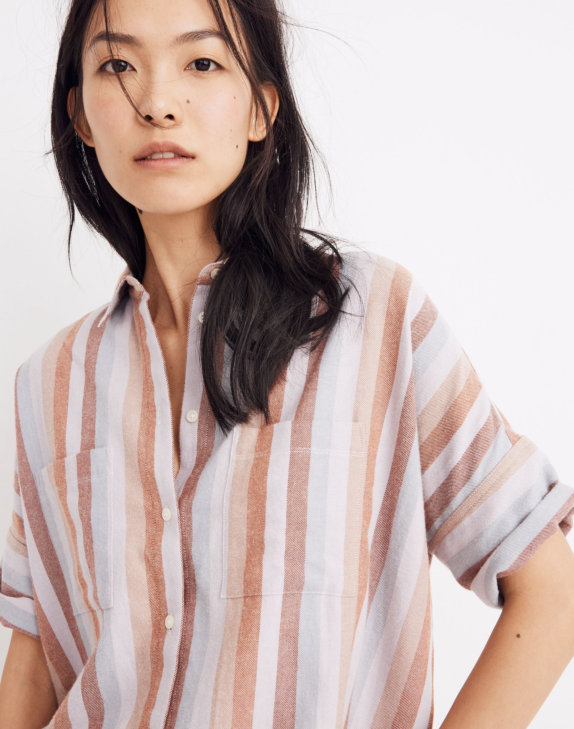 Flannel Courier Shirt in Sunrise Stripe