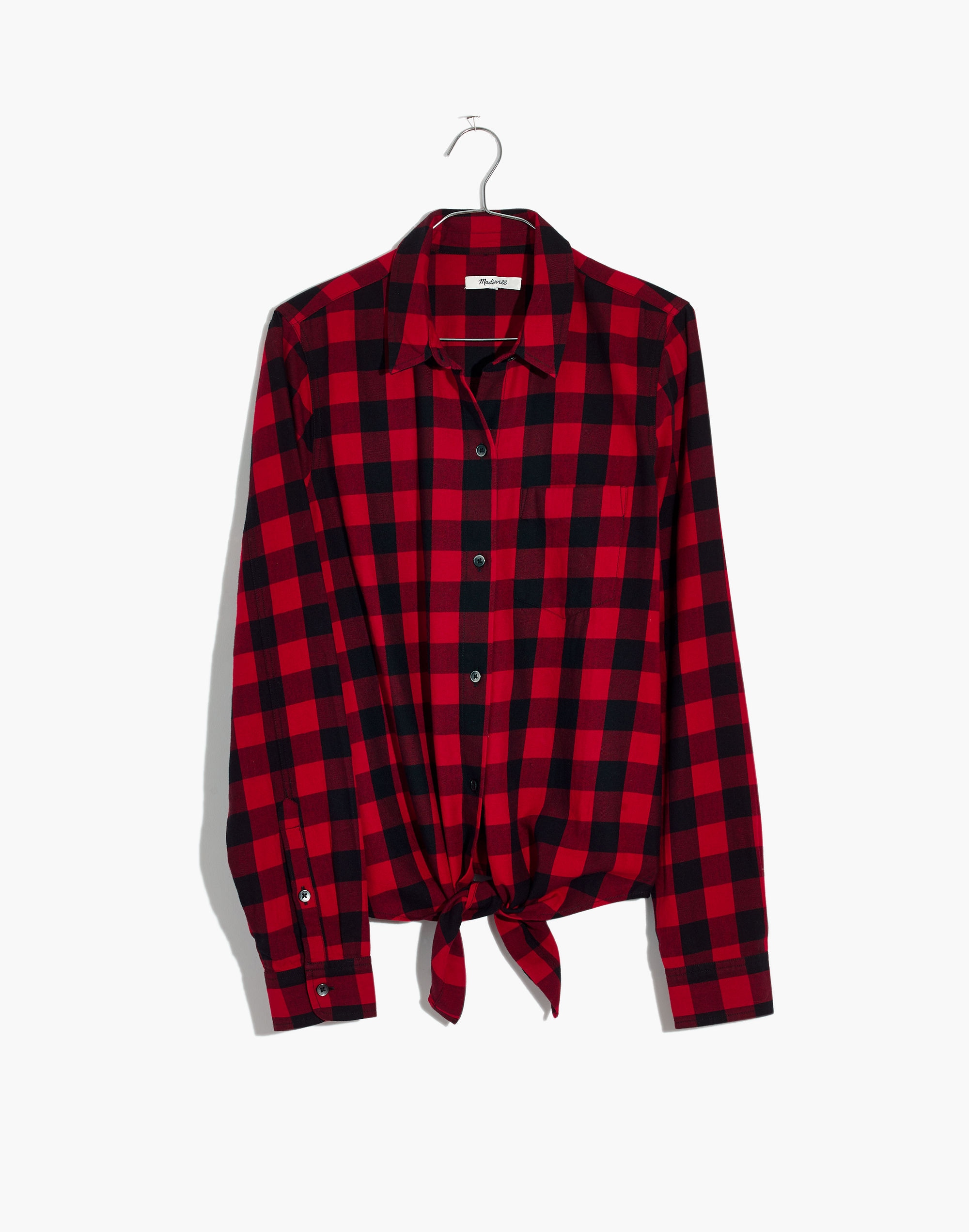 Flannel Tie-Front Shirt in Buffalo Check