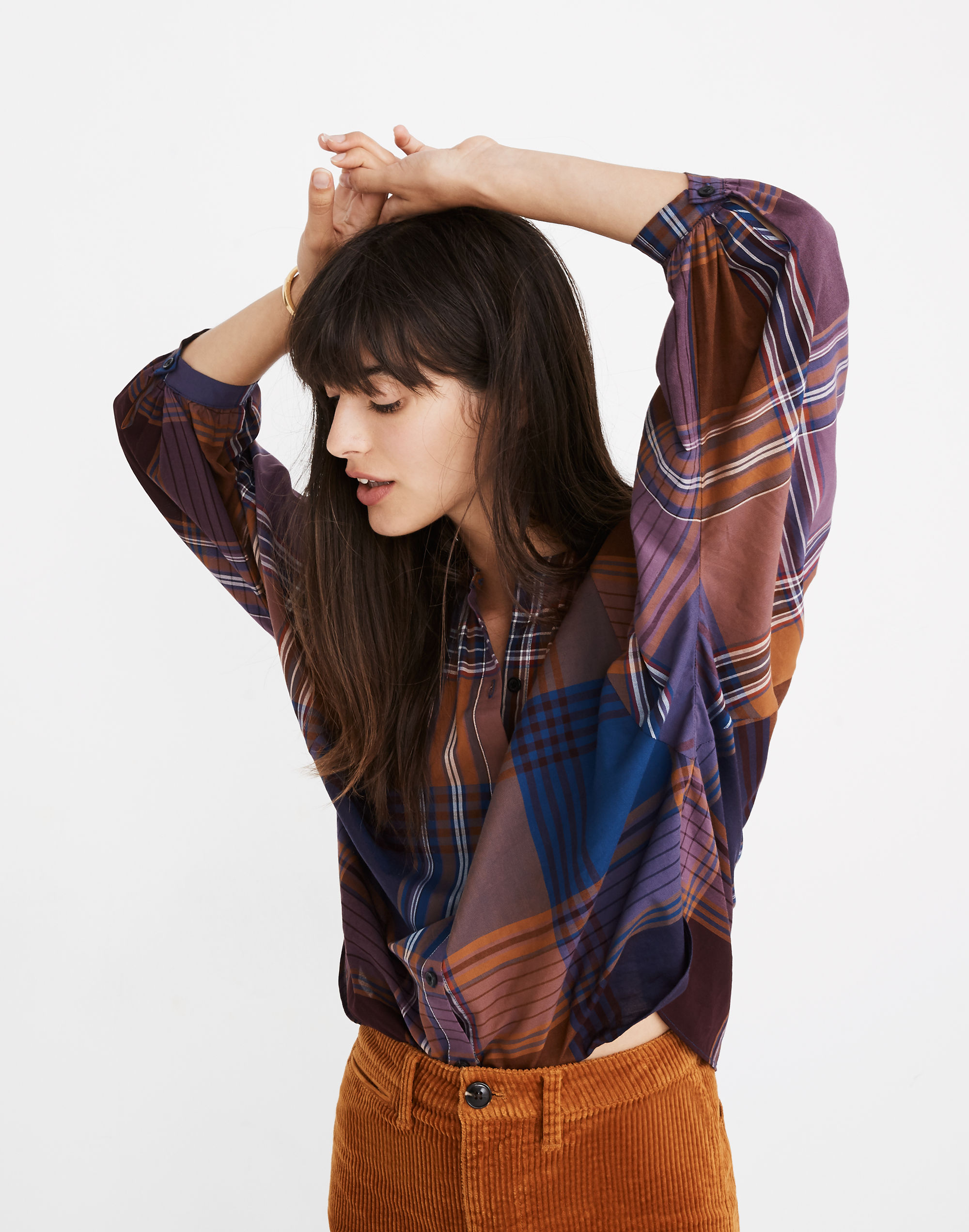 Plaid Peasant Top