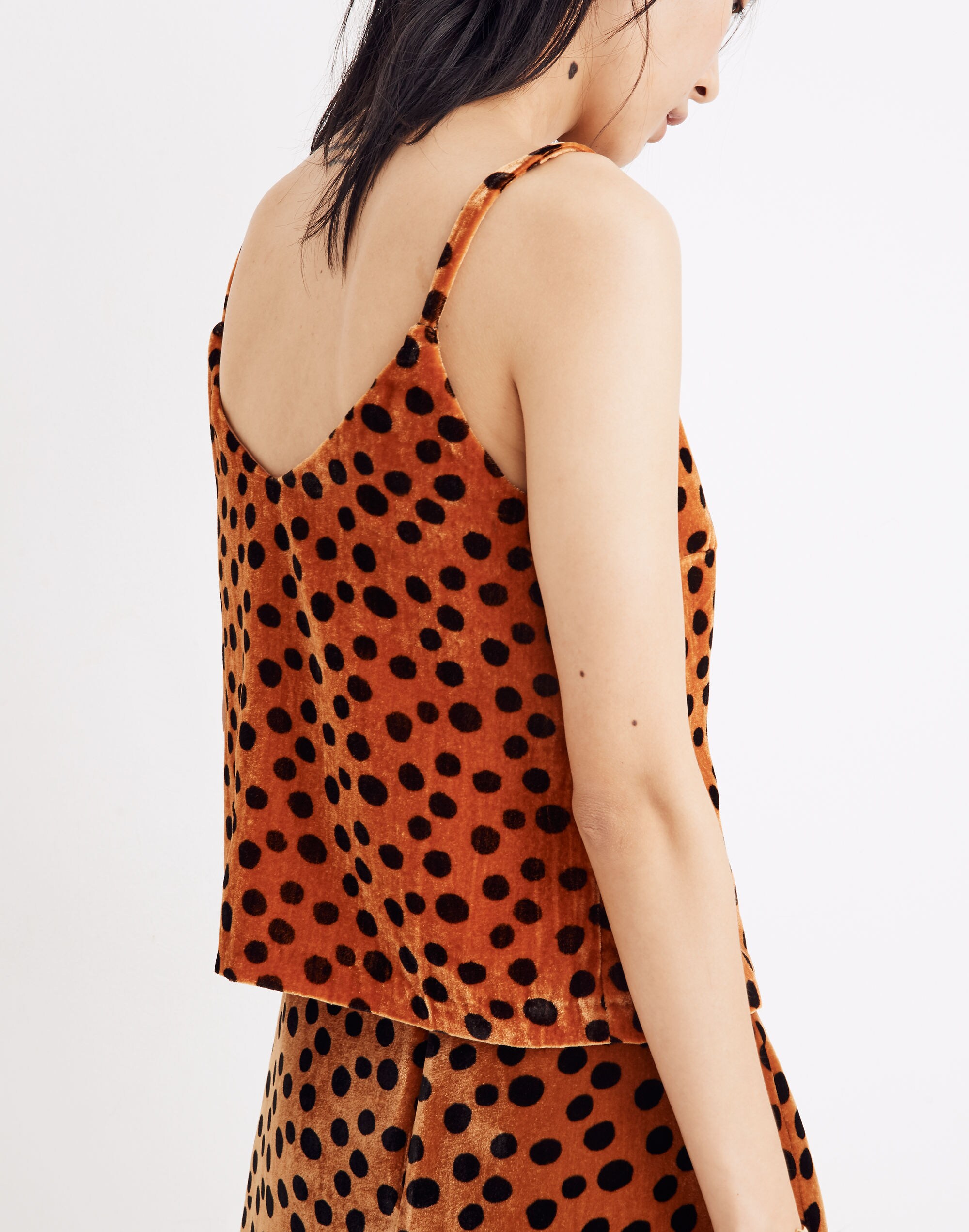 Velvet Button-Front Cami in Leopard Dot