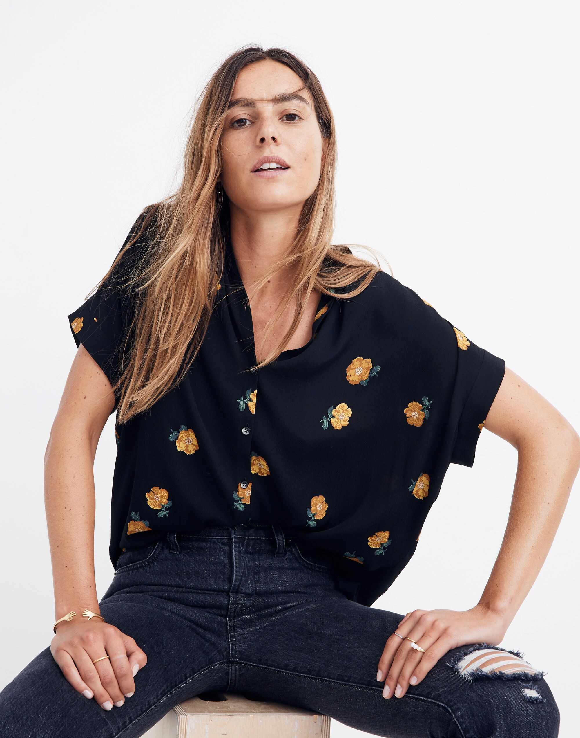 Drapey Central Shirt in Floating Florets