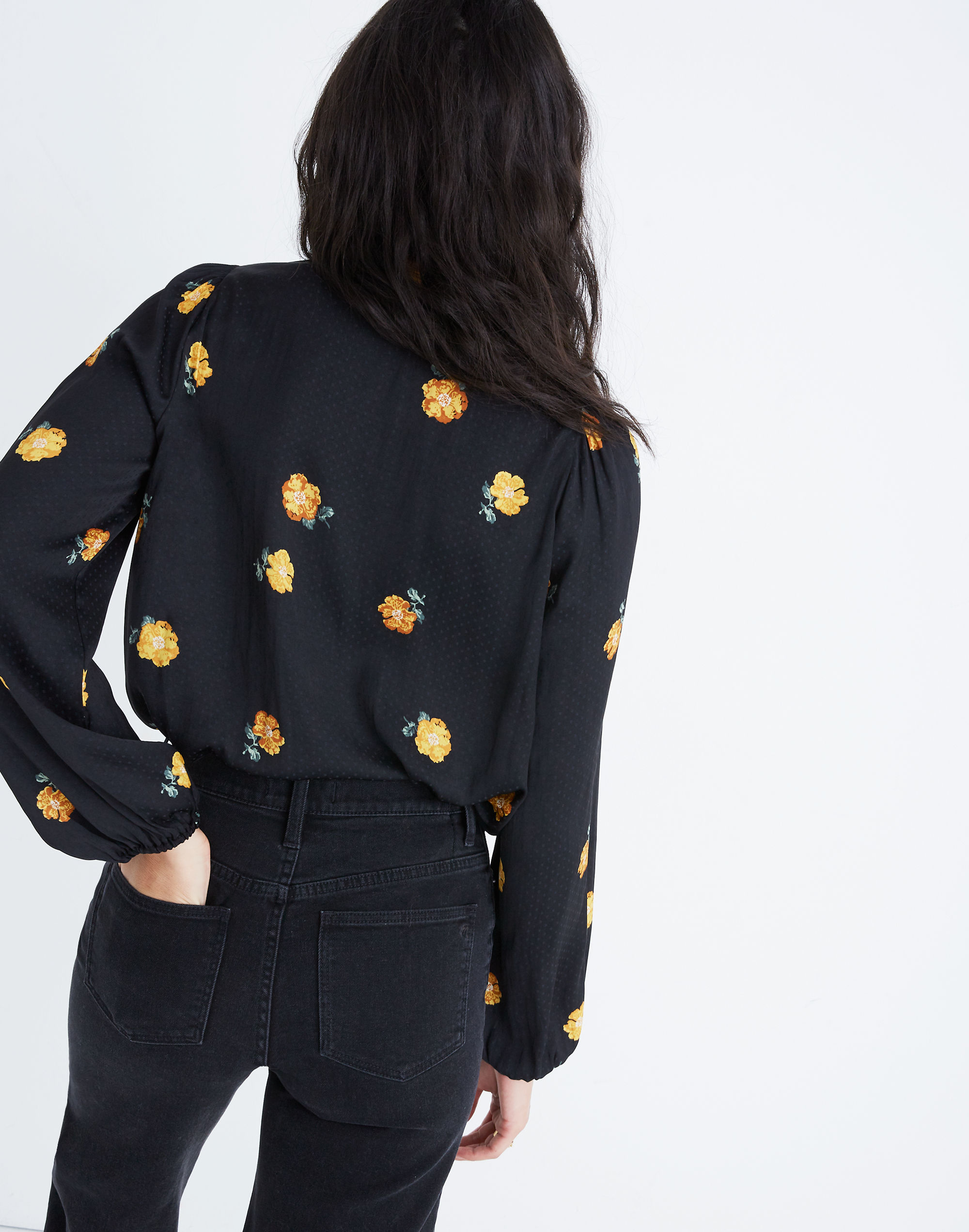 Bubble-Sleeve Wrap Top in Floating Florets