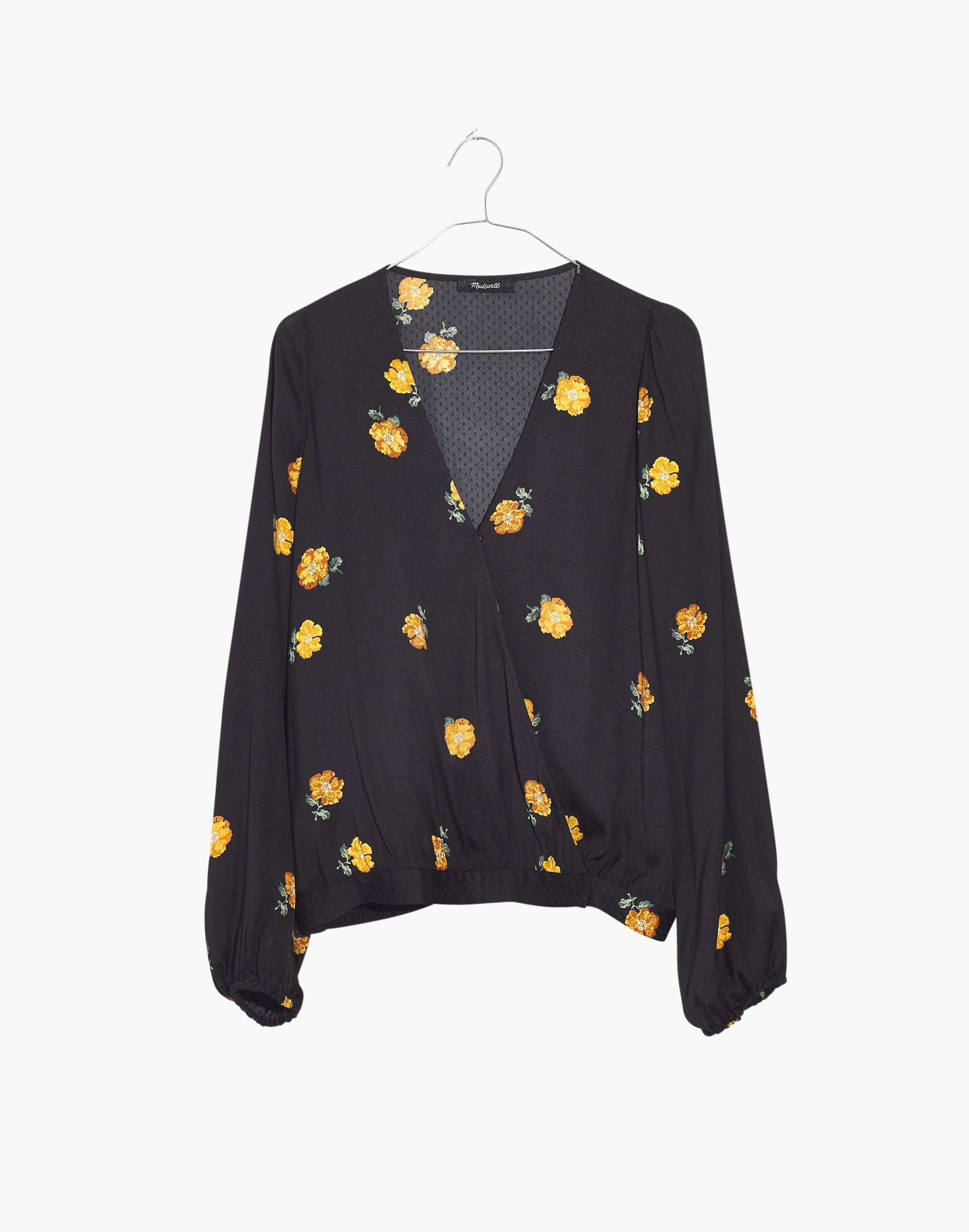 Bubble-Sleeve Wrap Top in Floating Florets