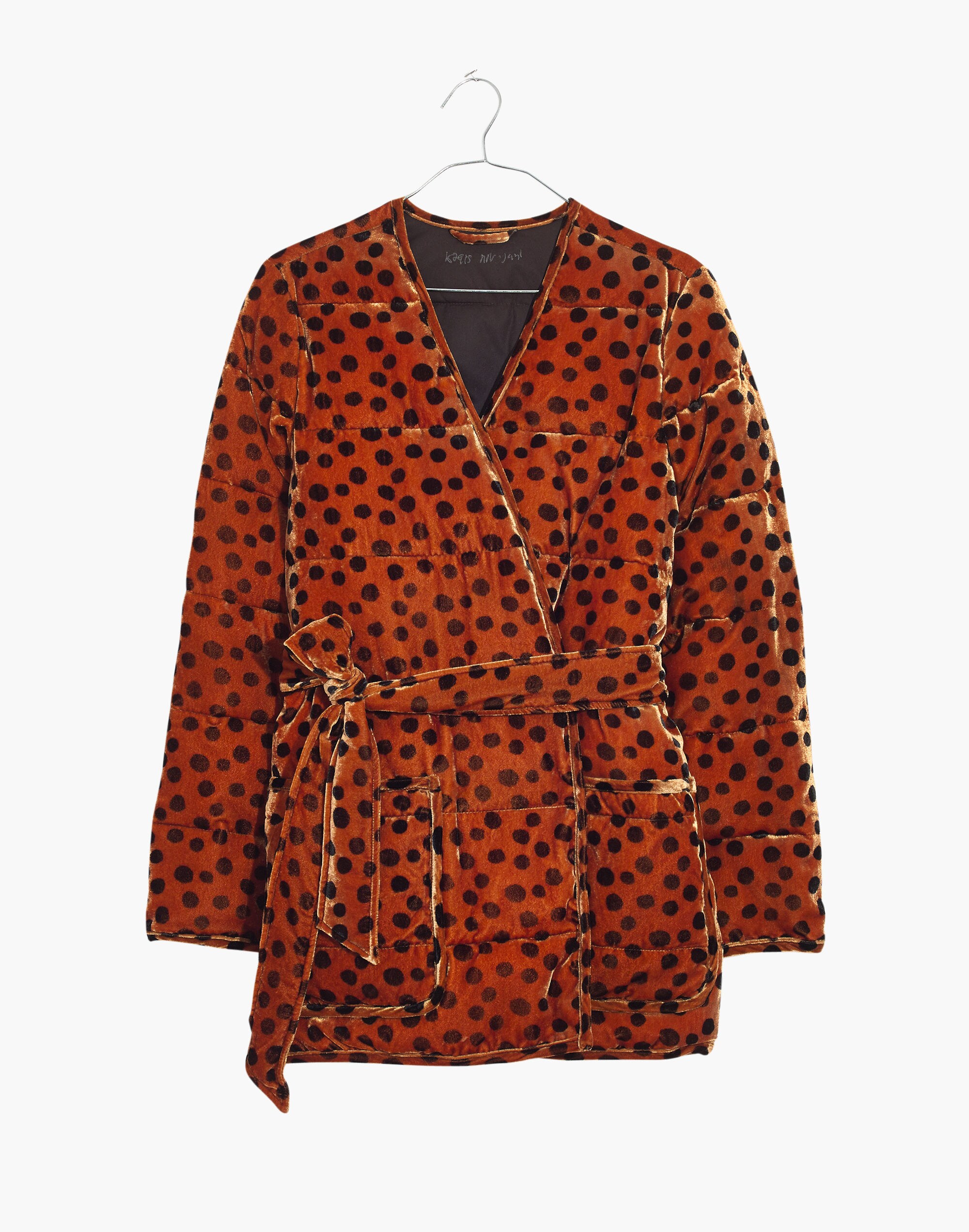 Velvet Quilted Wrap Jacket in Leopard Dot