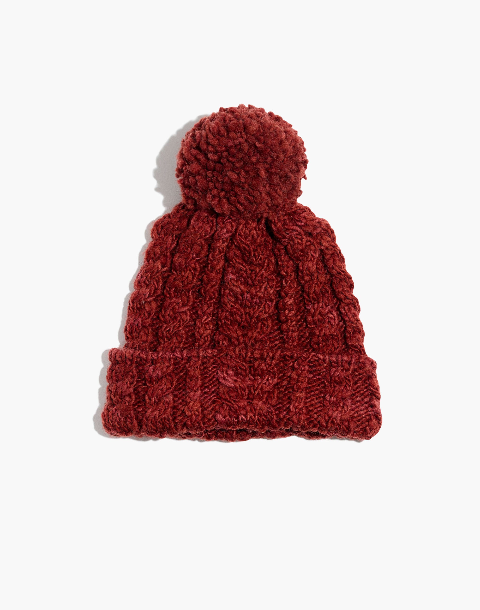 madewell x manos del uruguay cableknit pom-pom beanie