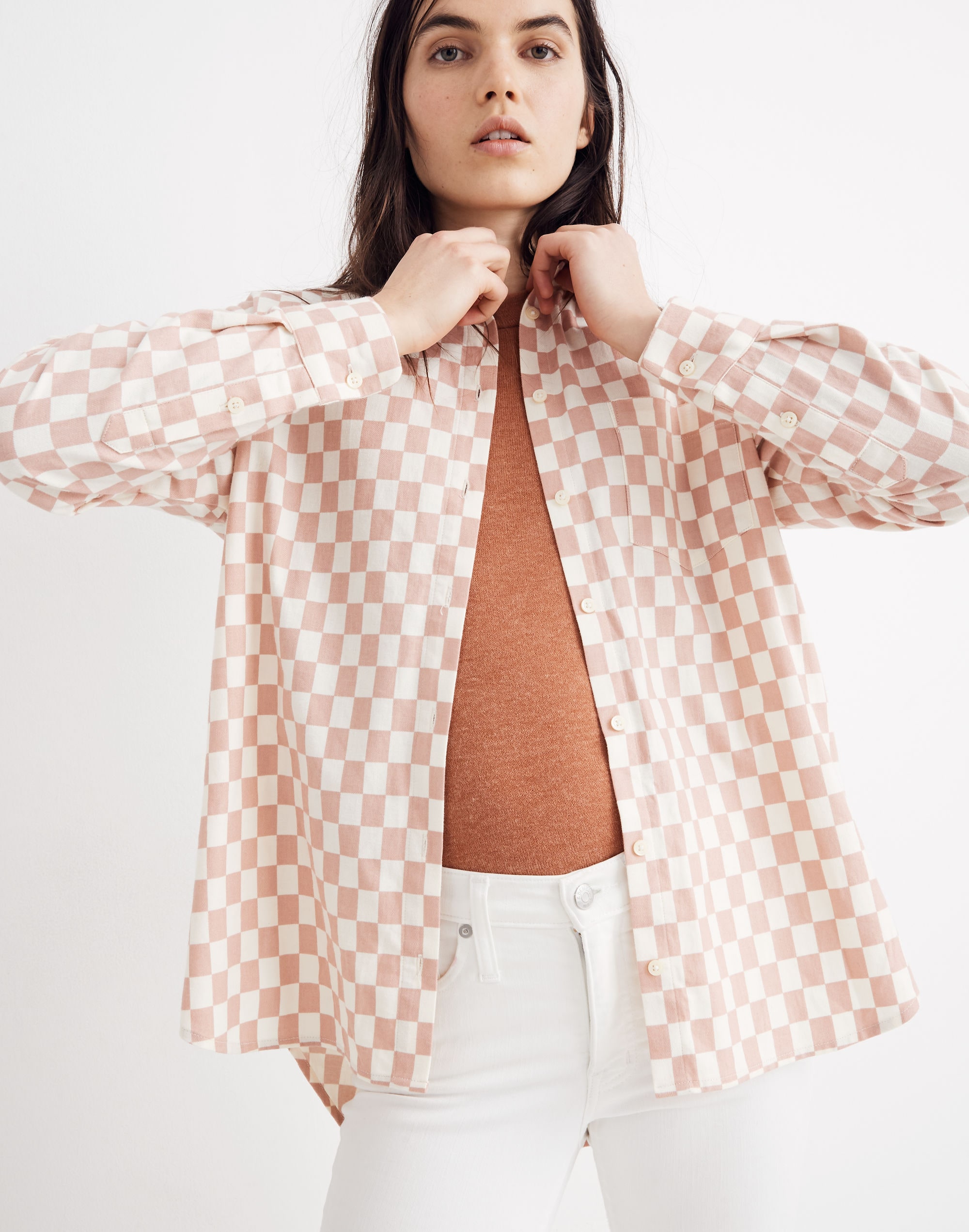 Flannel Oversized Ex-Boyfriend Shirt in Checkerboard