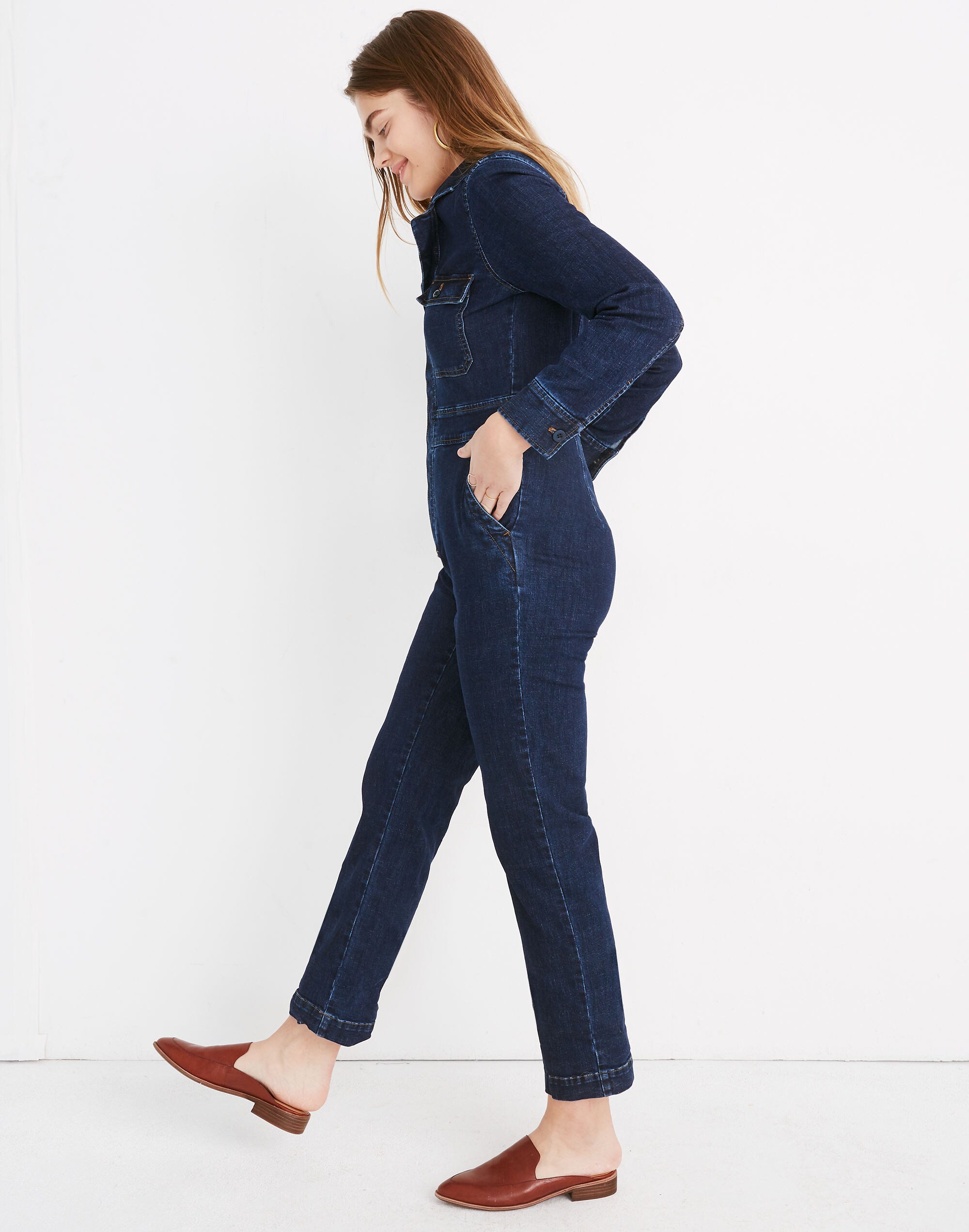 Denim Slim Coverall Jumpsuit