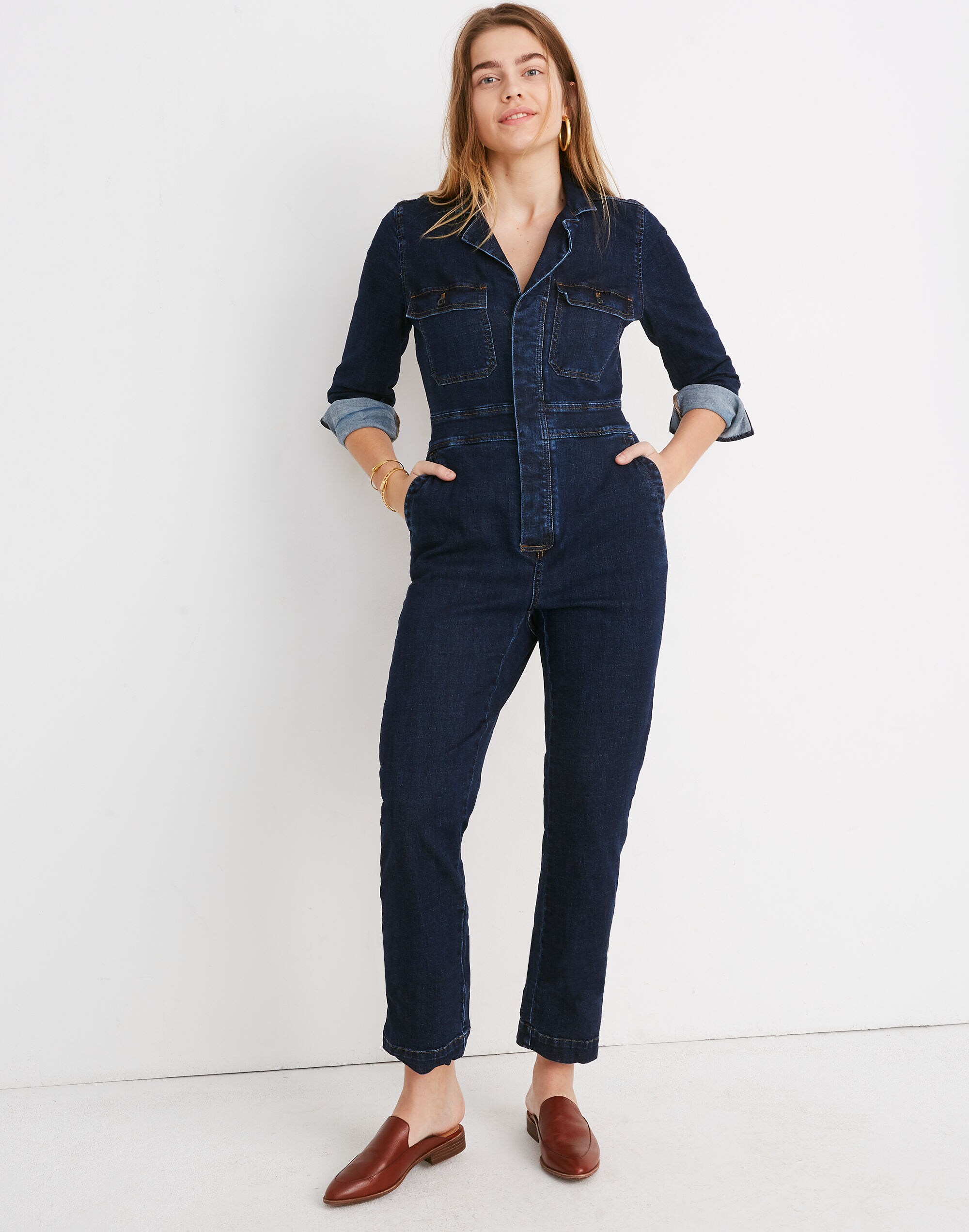 Denim Slim Coverall Jumpsuit