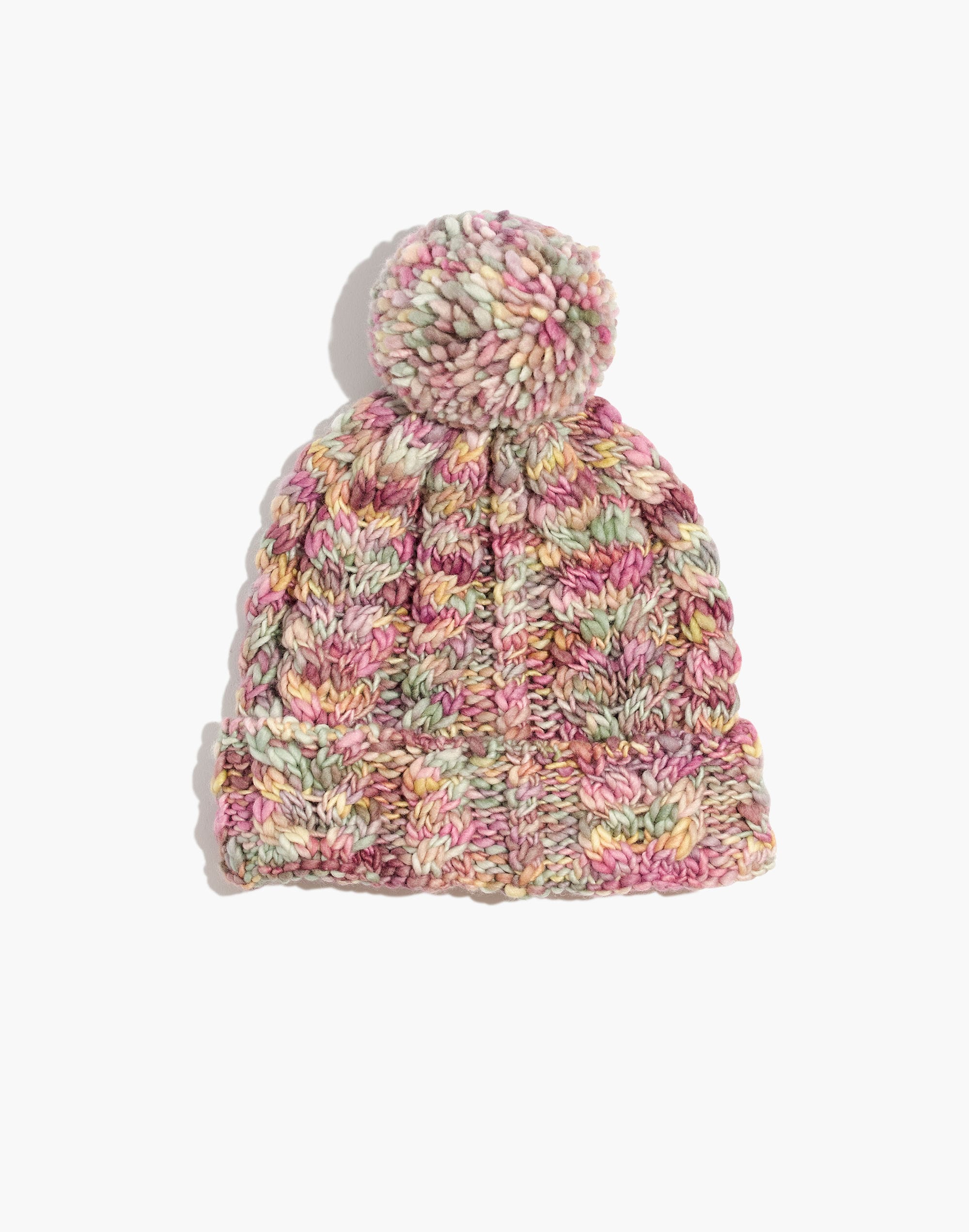 Madewell x Manos Del Uruguay Space-Dyed Cableknit Pom-Pom Beanie
