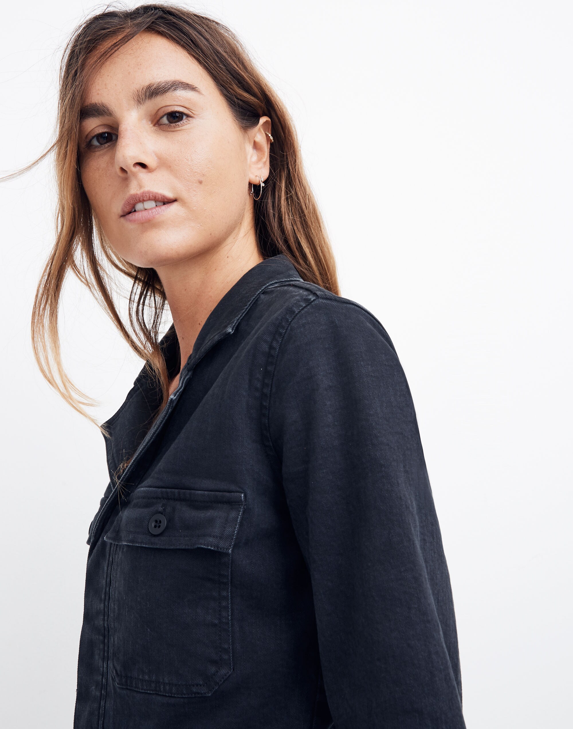 Garment-Dyed Denim Slim Coverall Jumpsuit