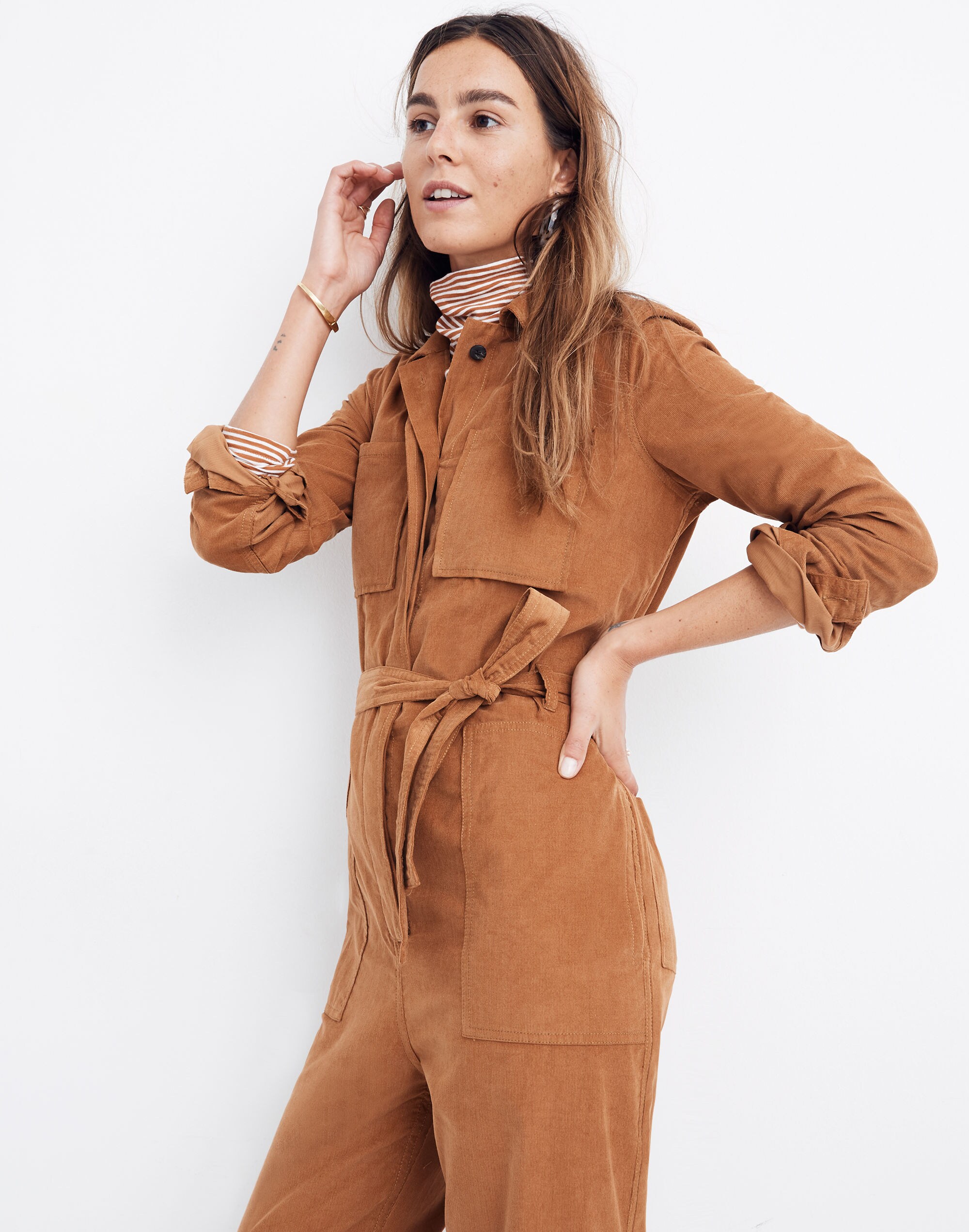 Corduroy Belted Jumpsuit