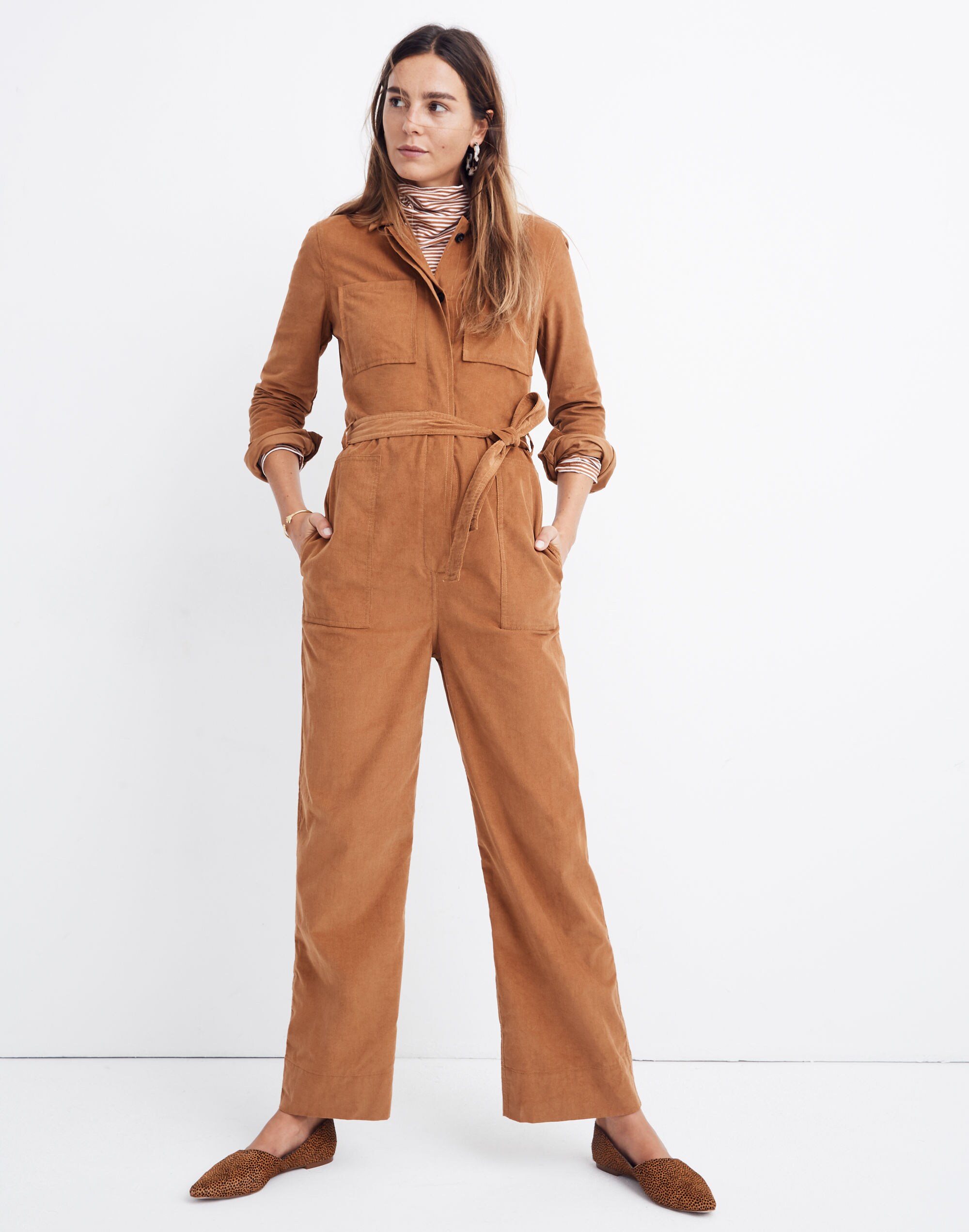 Corduroy Belted Jumpsuit
