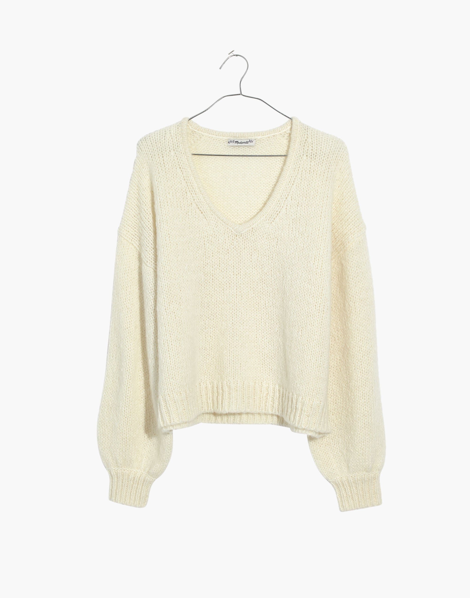 Balloon-Sleeve Pullover Sweater