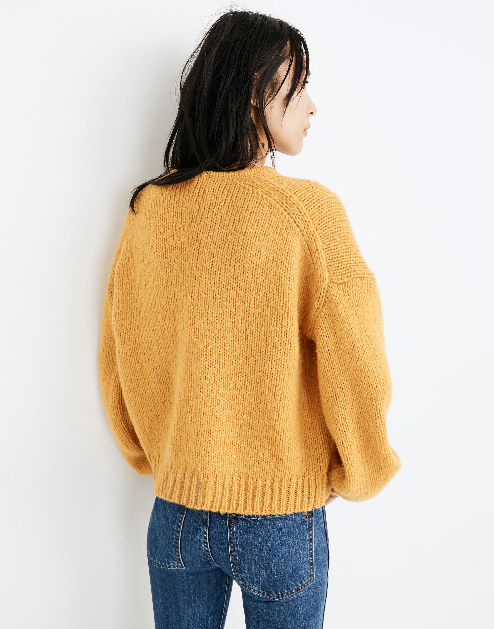 Balloon-Sleeve Pullover Sweater