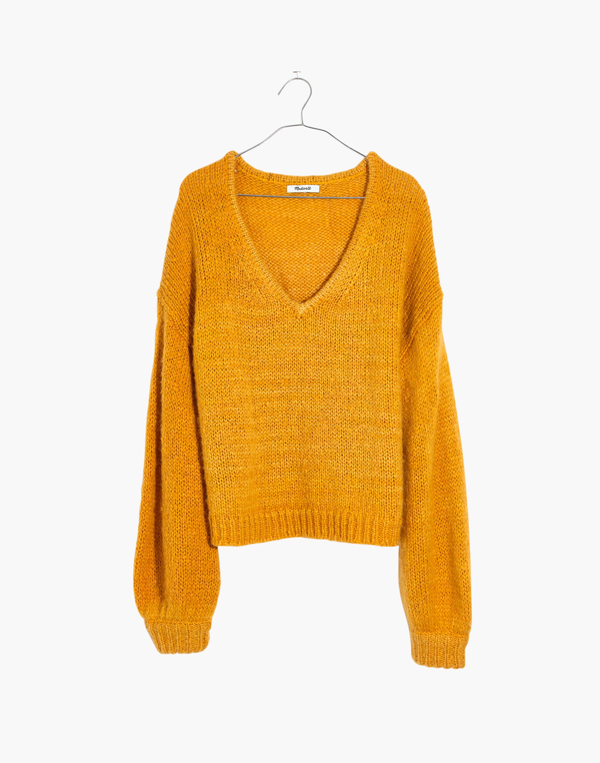 Balloon-Sleeve Pullover Sweater
