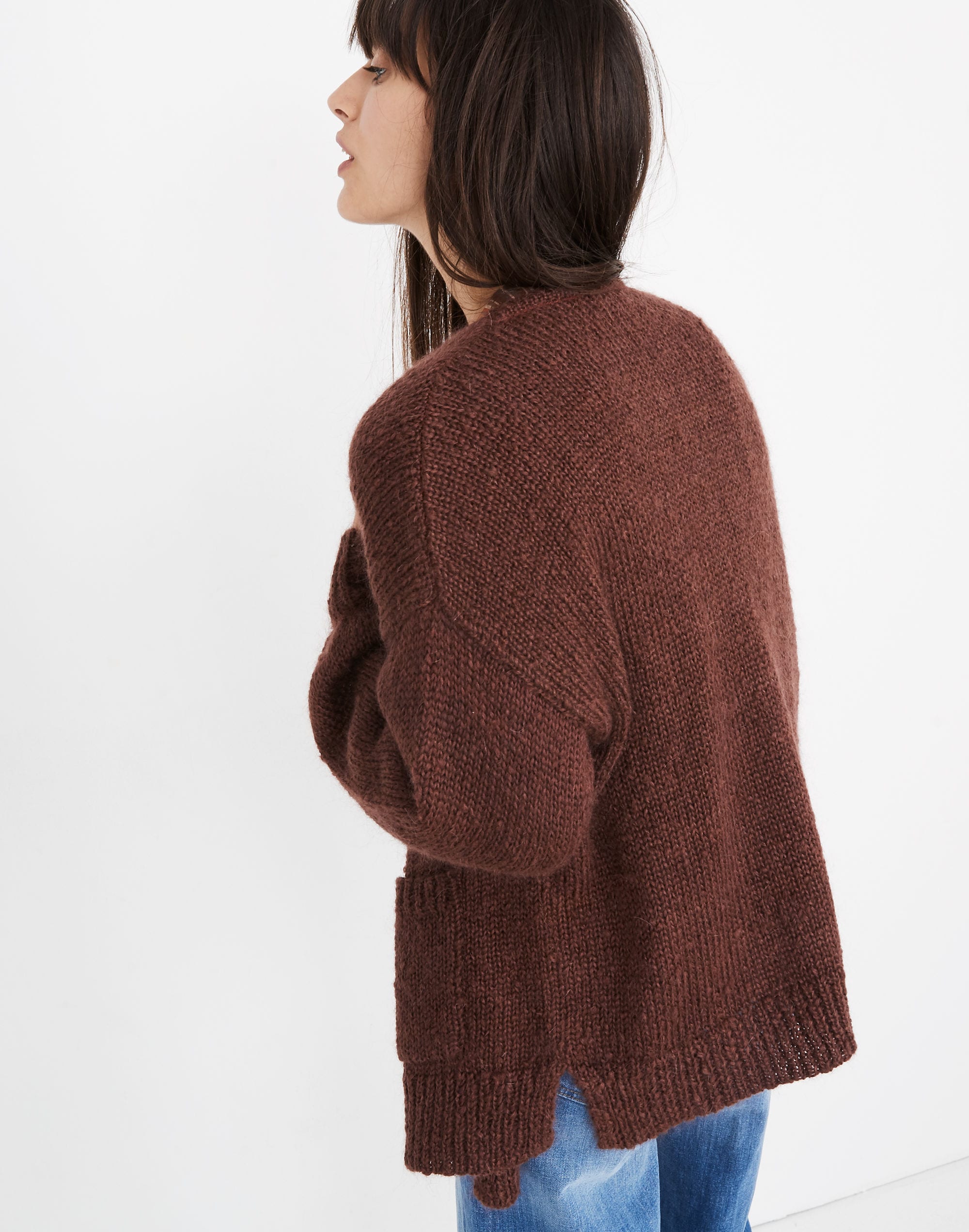 Balloon-Sleeve Cardigan Sweater