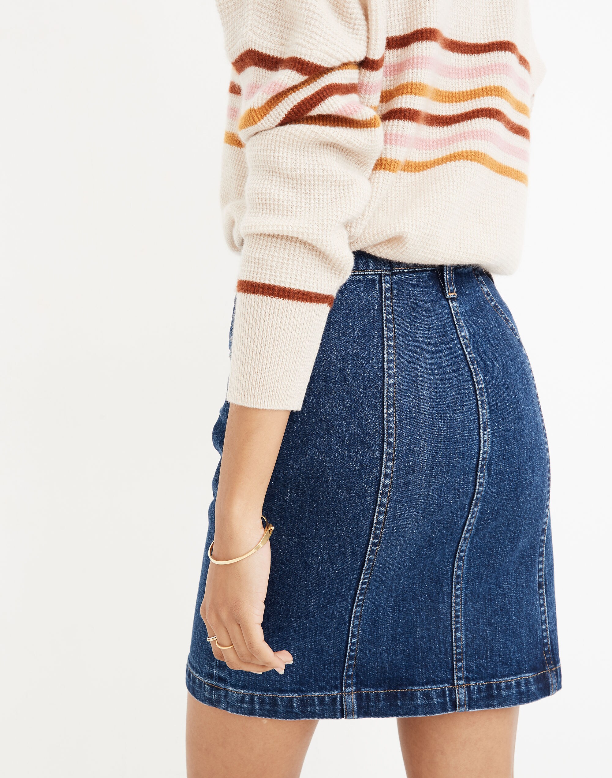 Stretch Denim Straight Mini Skirt in Pfeiffer Wash
