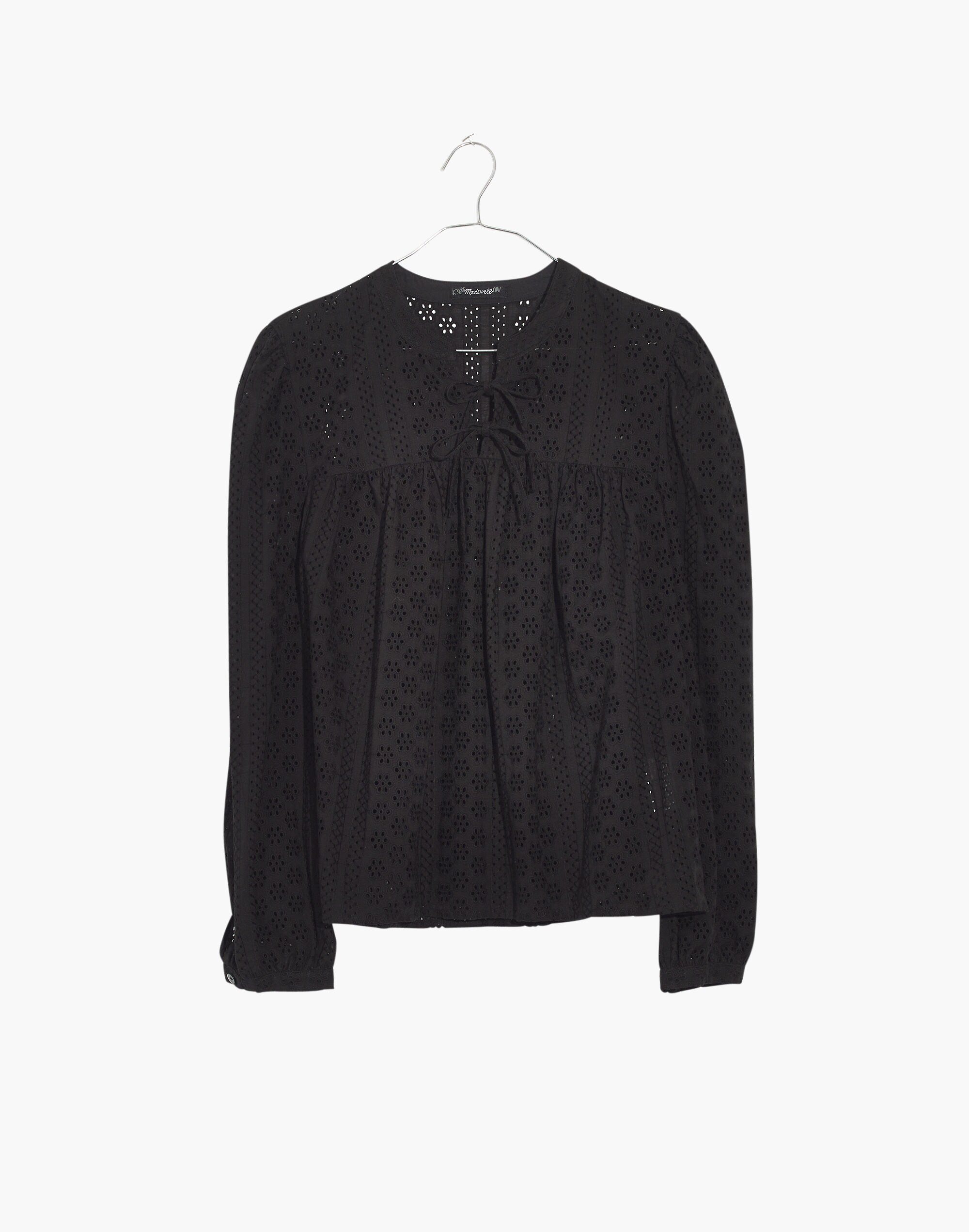 Eyelet Double-Tie Peasant Top
