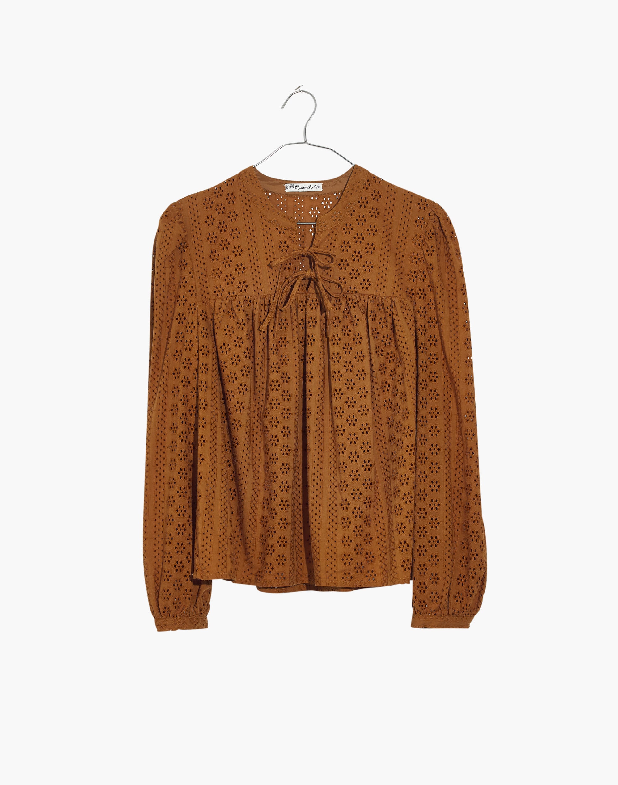 Eyelet Double-Tie Peasant Top