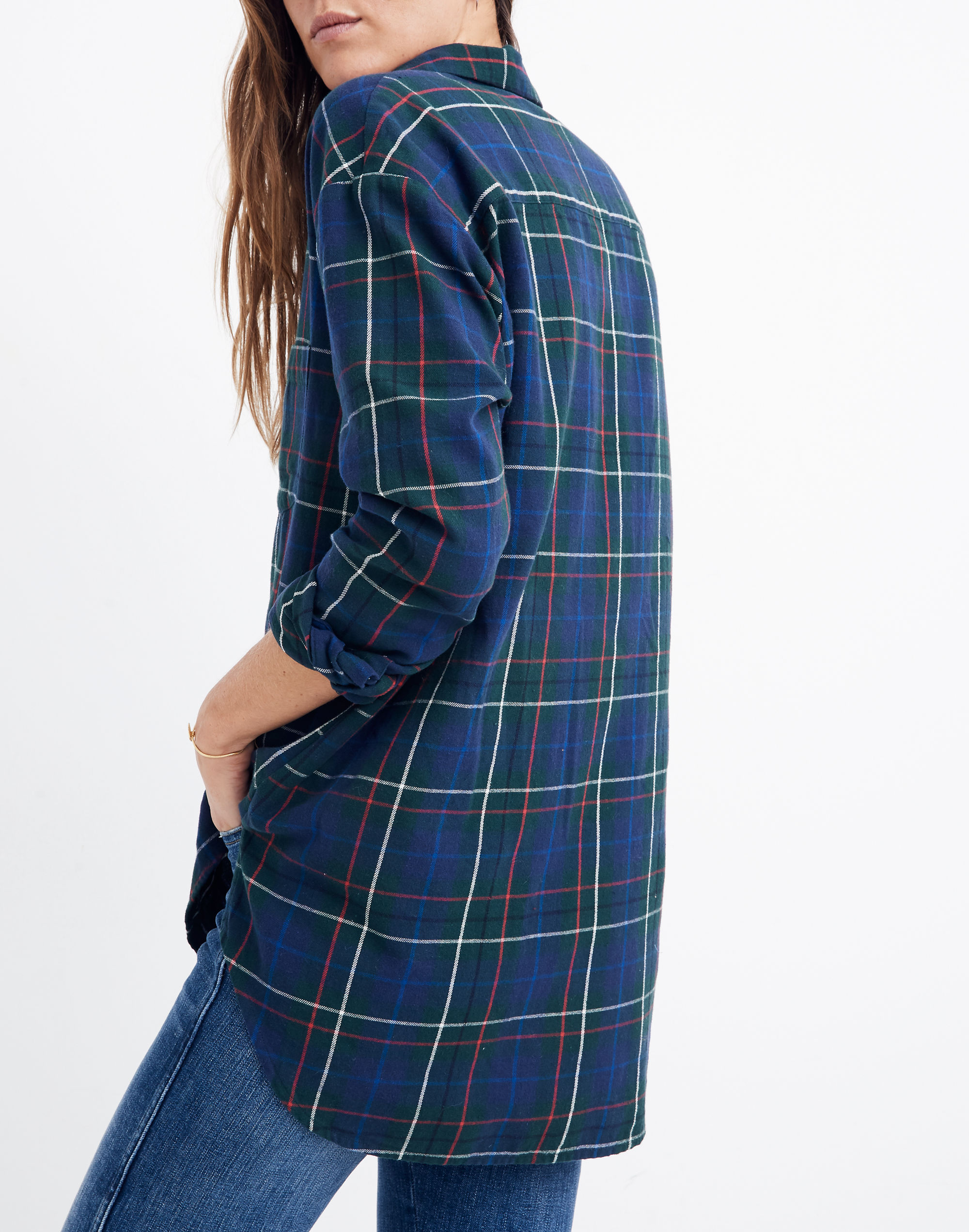 Flannel Oversized Ex-Boyfriend Shirt in Dark Plaid