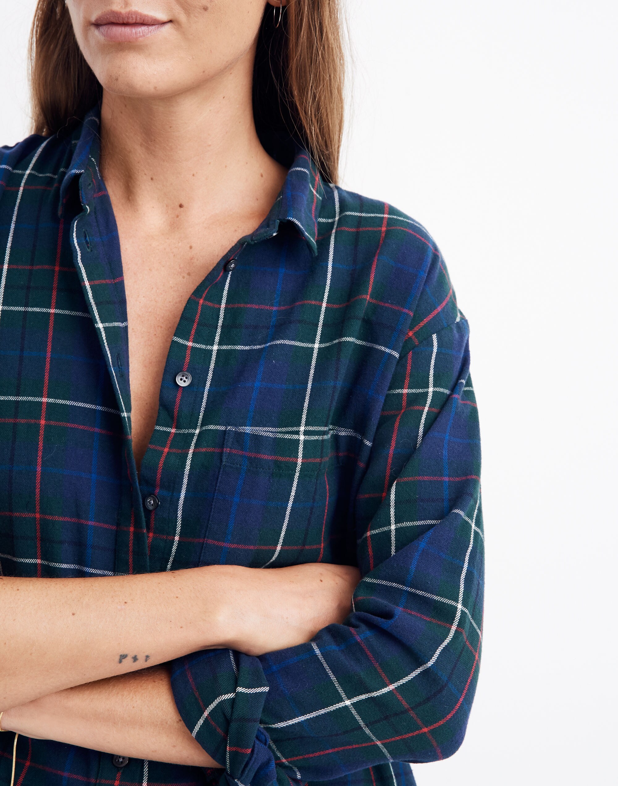 Flannel Oversized Ex-Boyfriend Shirt in Dark Plaid
