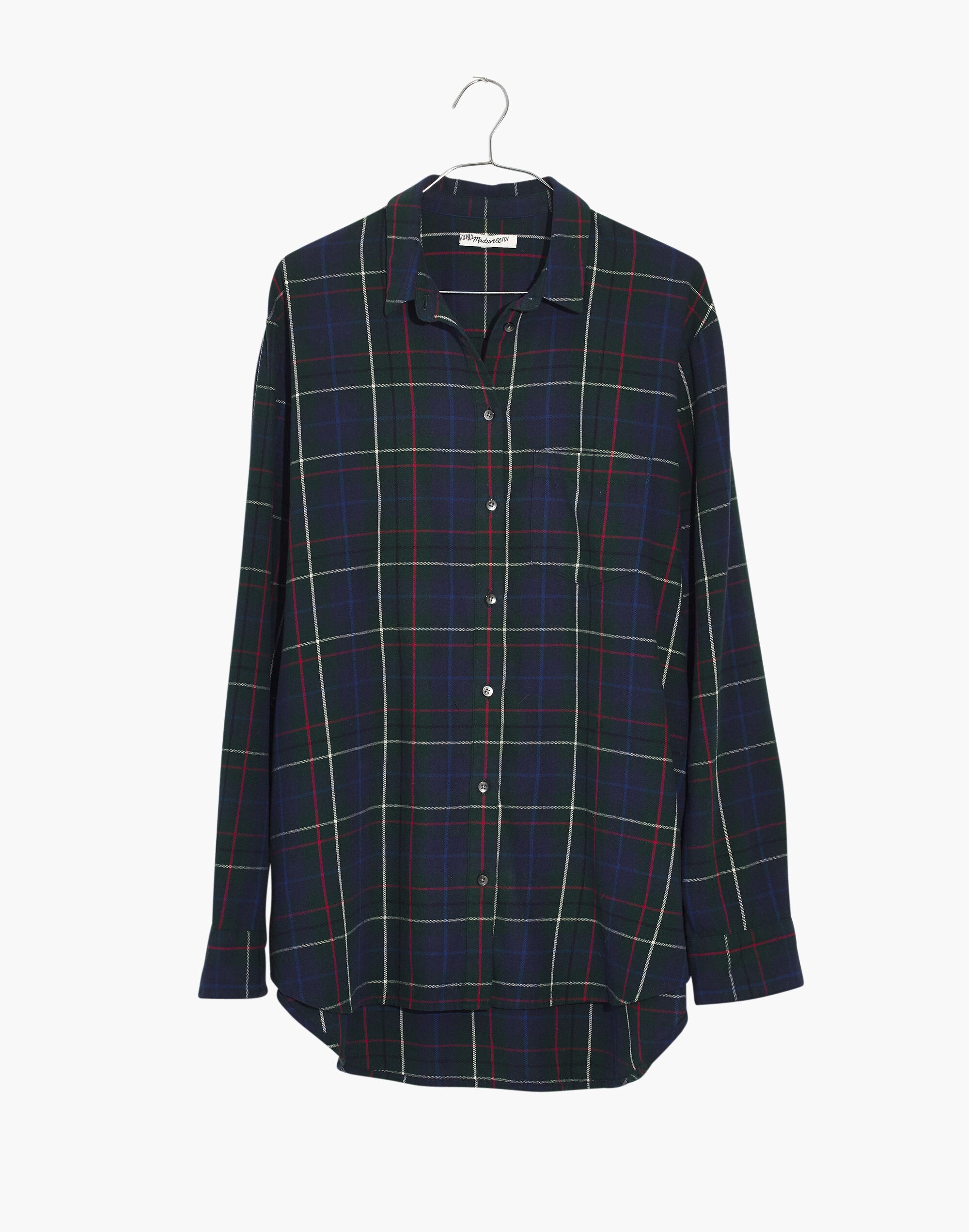 Flannel Oversized Ex-Boyfriend Shirt in Dark Plaid