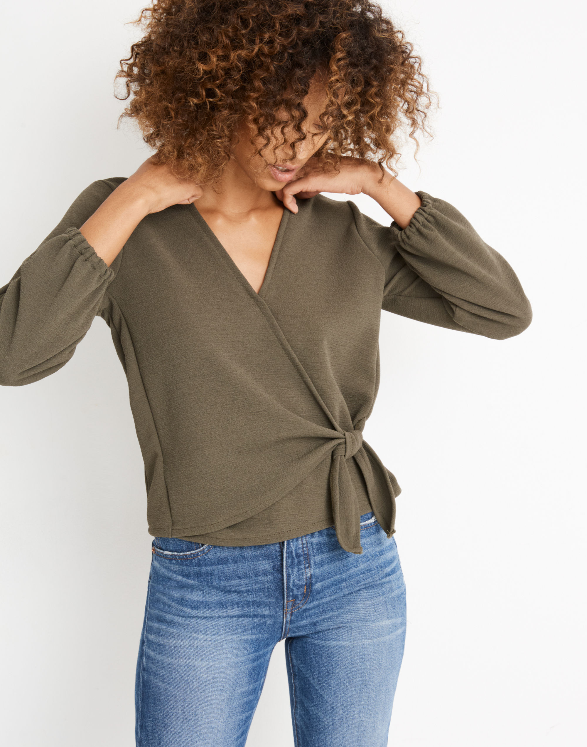 Texture &amp; Thread Crepe Wrap Top