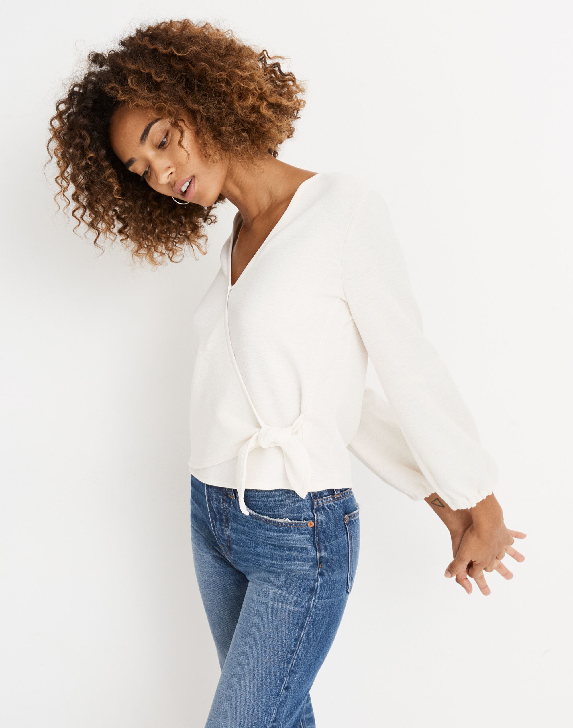 Texture &amp; Thread Crepe Wrap Top