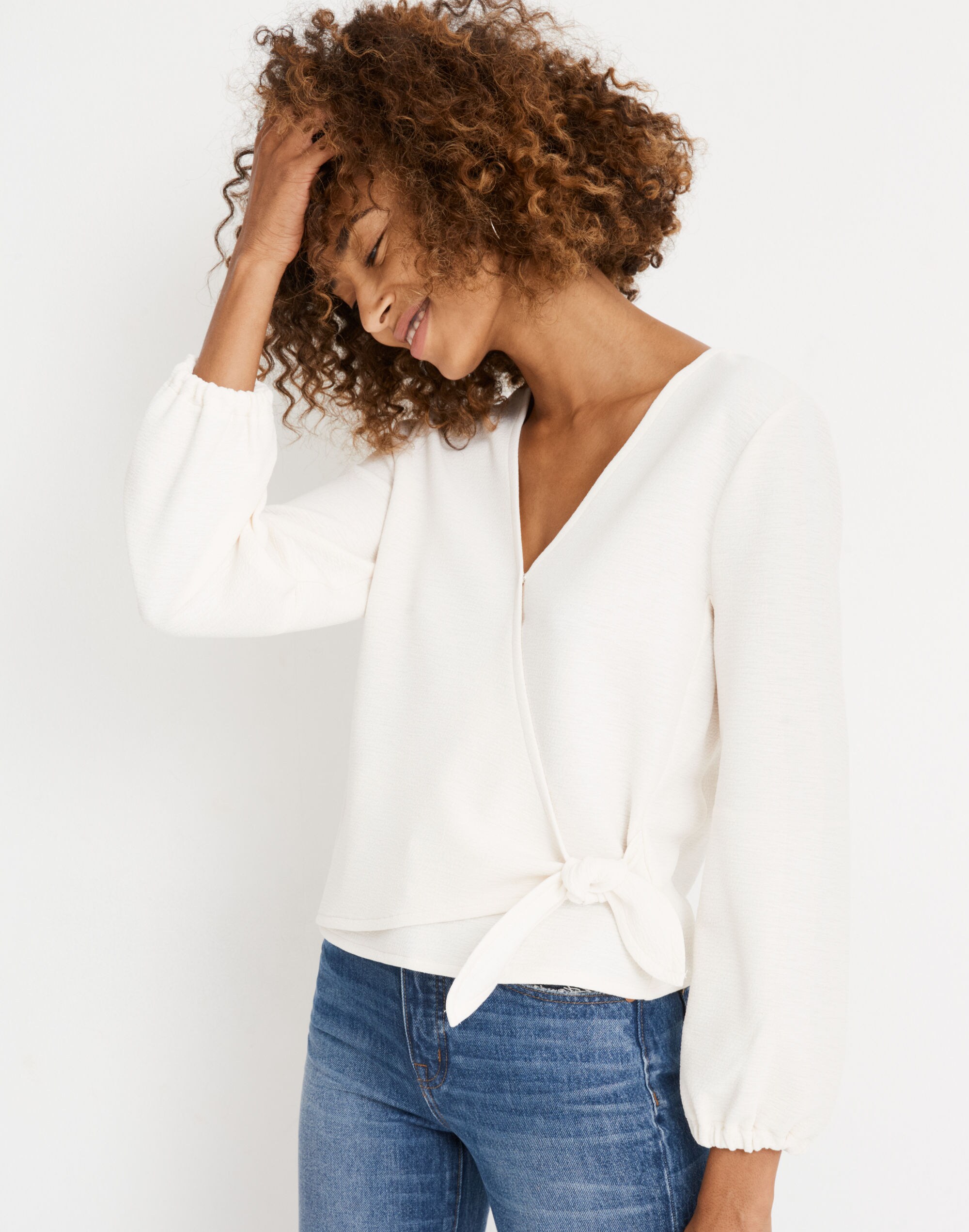 Texture &amp; Thread Crepe Wrap Top