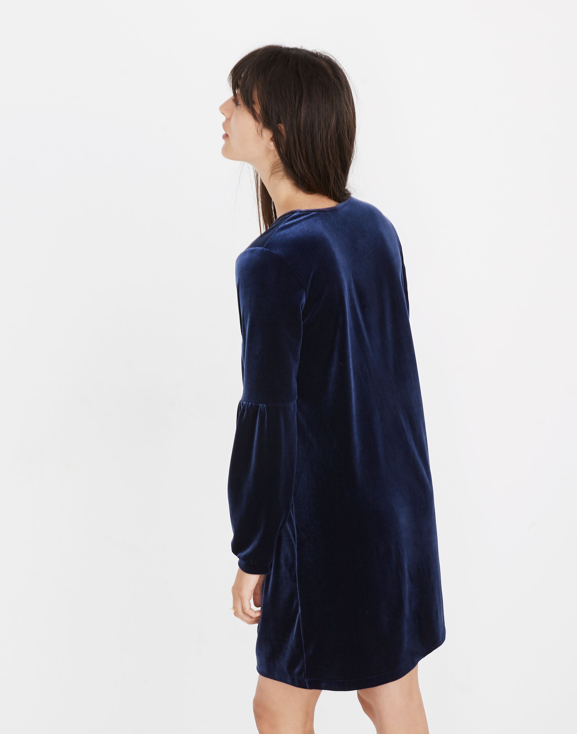 Velvet Balloon-Sleeve Dress