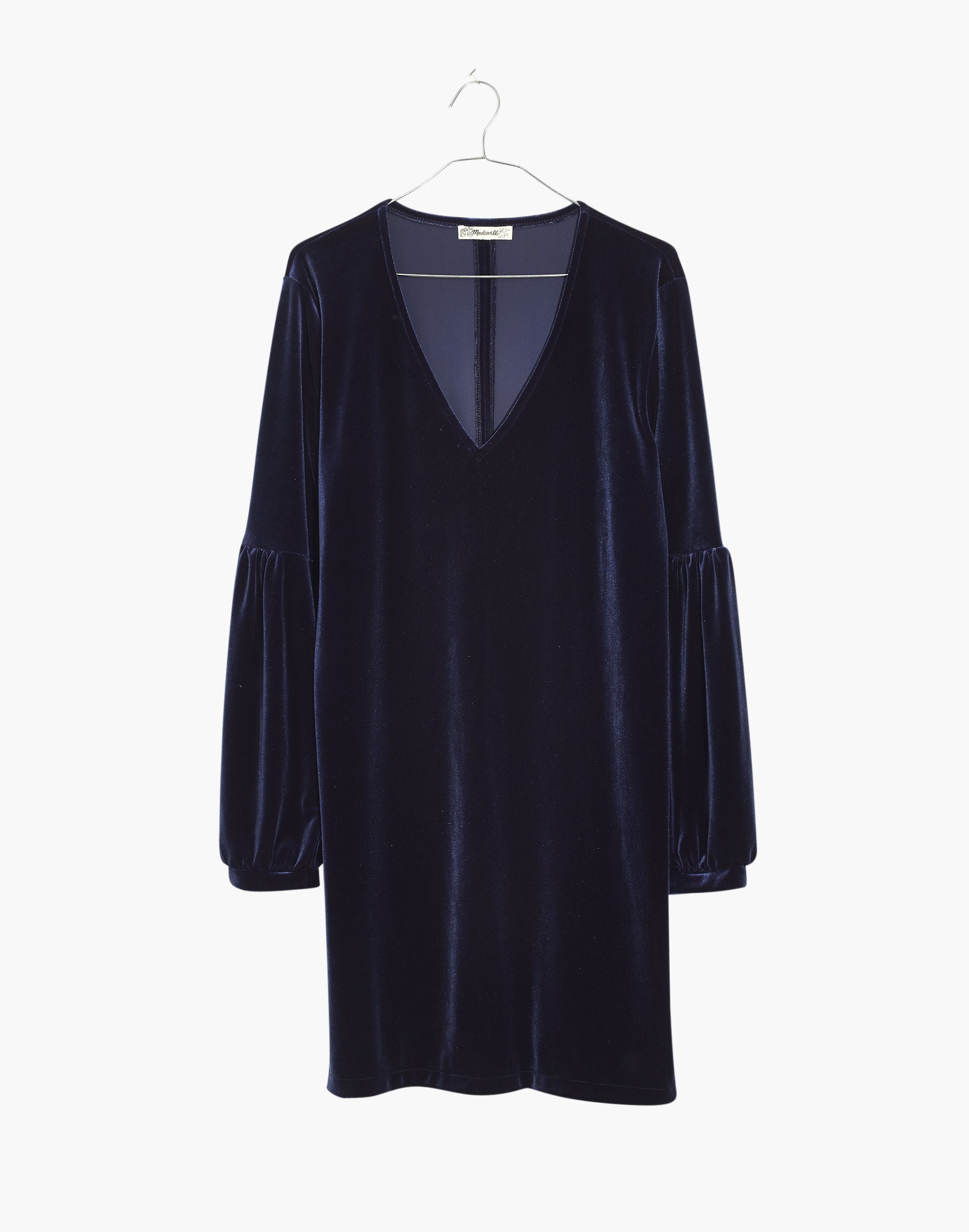 Velvet Balloon-Sleeve Dress