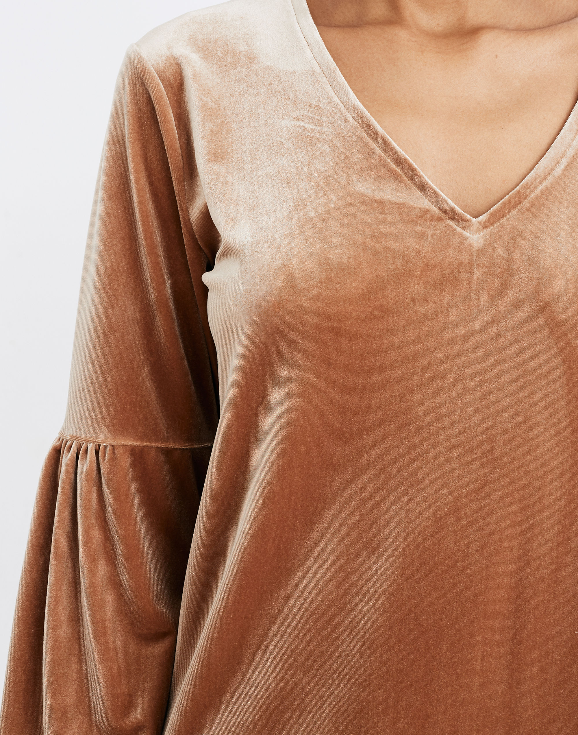 Velvet Balloon-Sleeve Dress