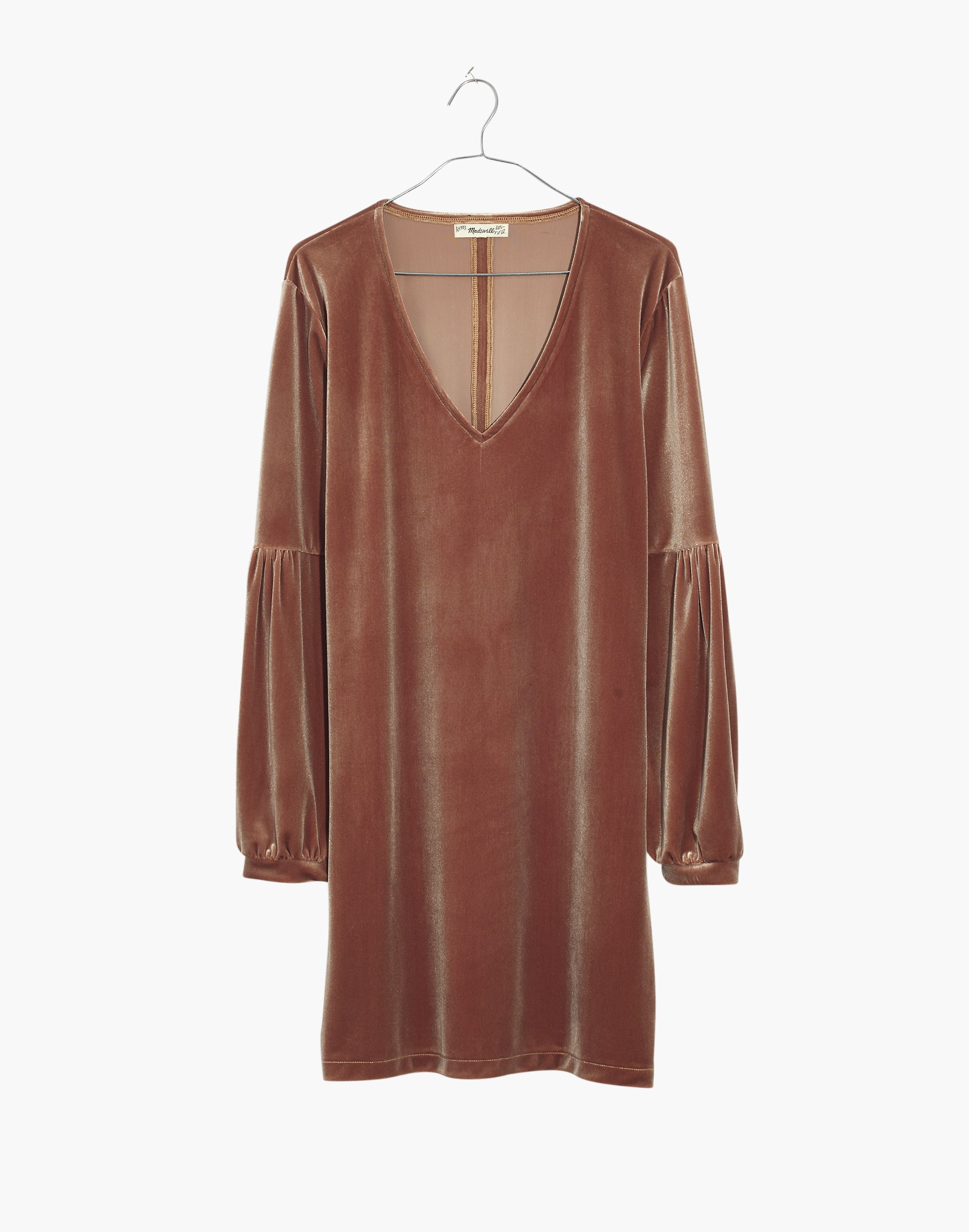 Velvet Balloon-Sleeve Dress