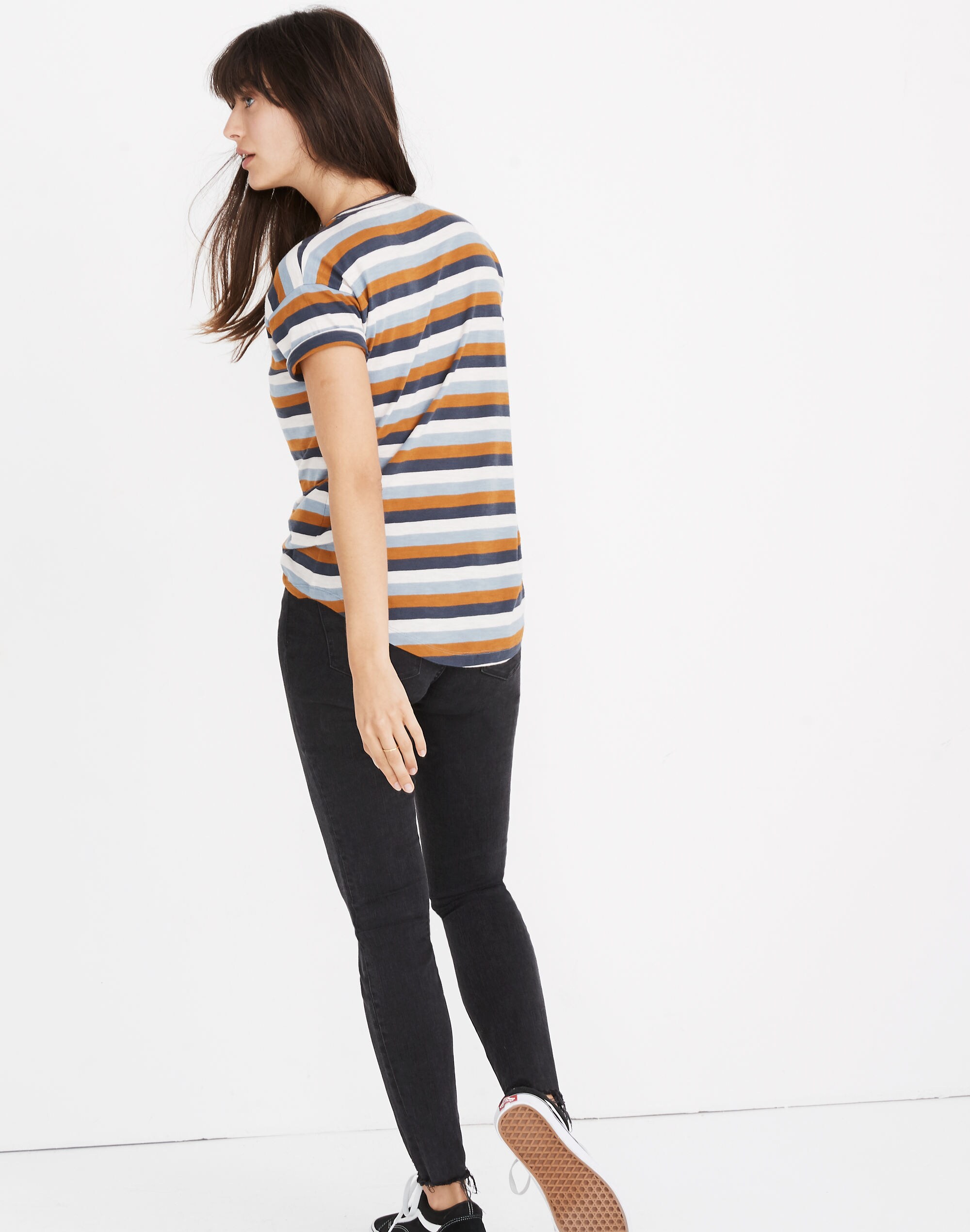 Whisper Cotton Crewneck Tee in Marion Stripe