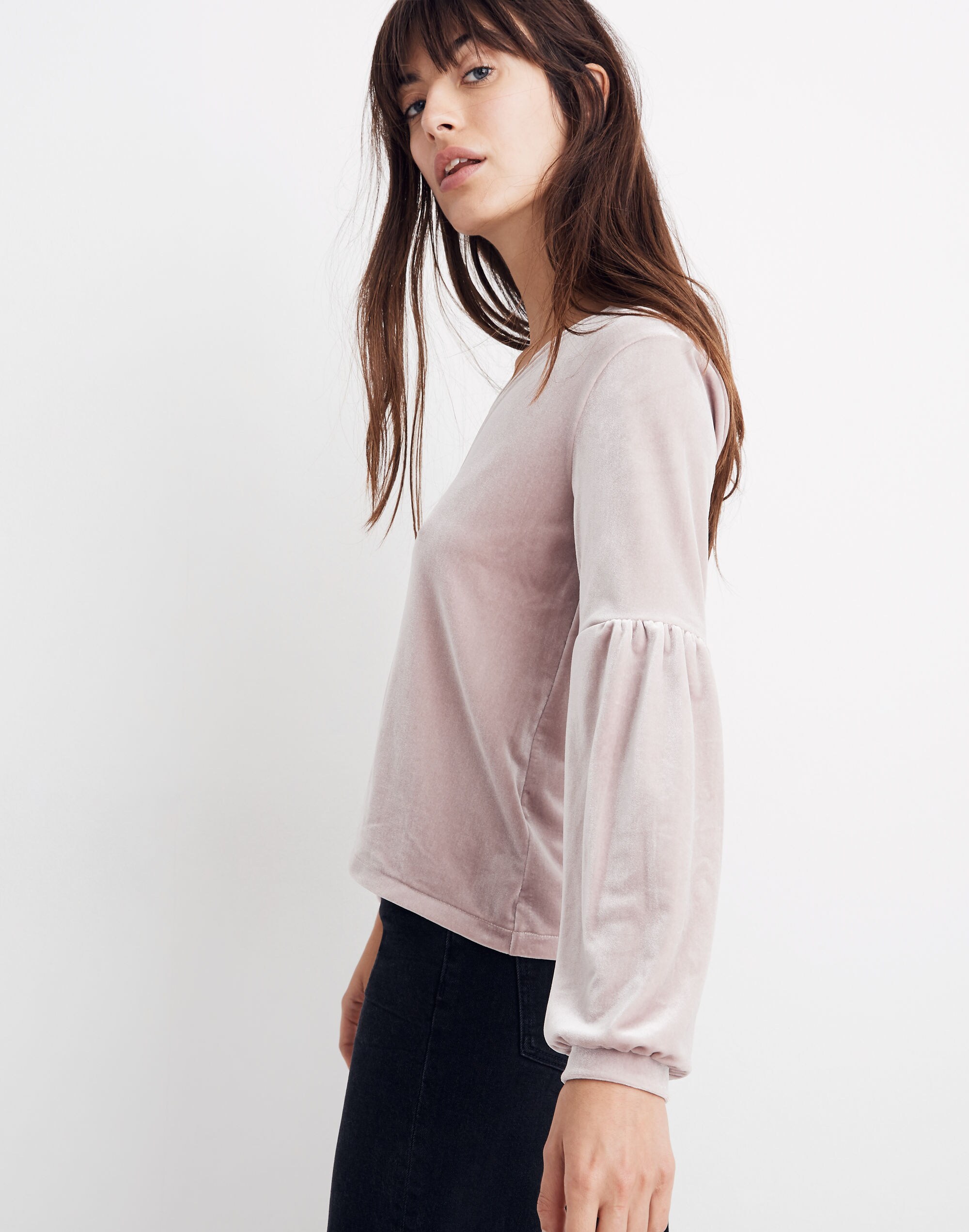 Velvet Bubble-Sleeve Top