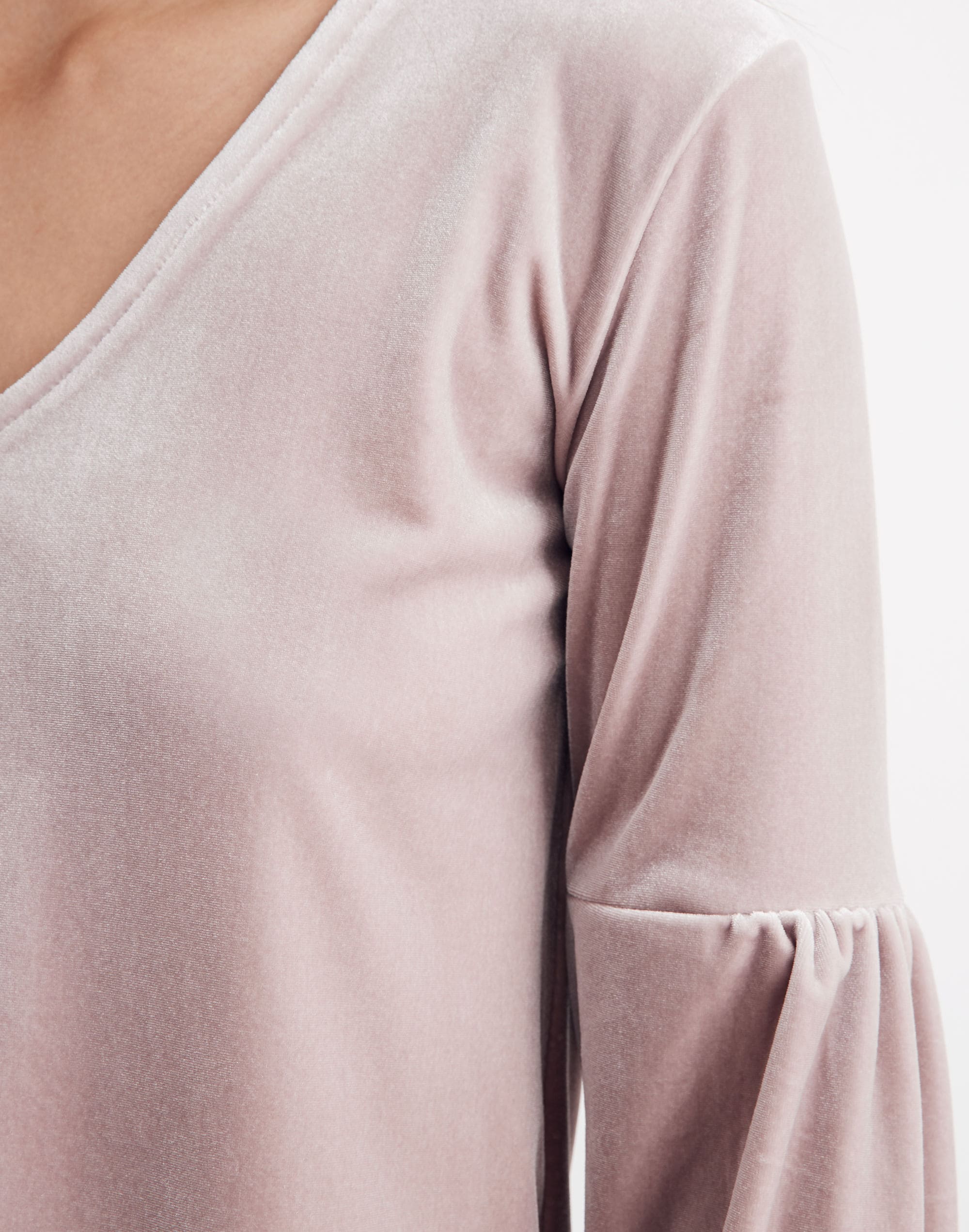 Velvet Bubble-Sleeve Top