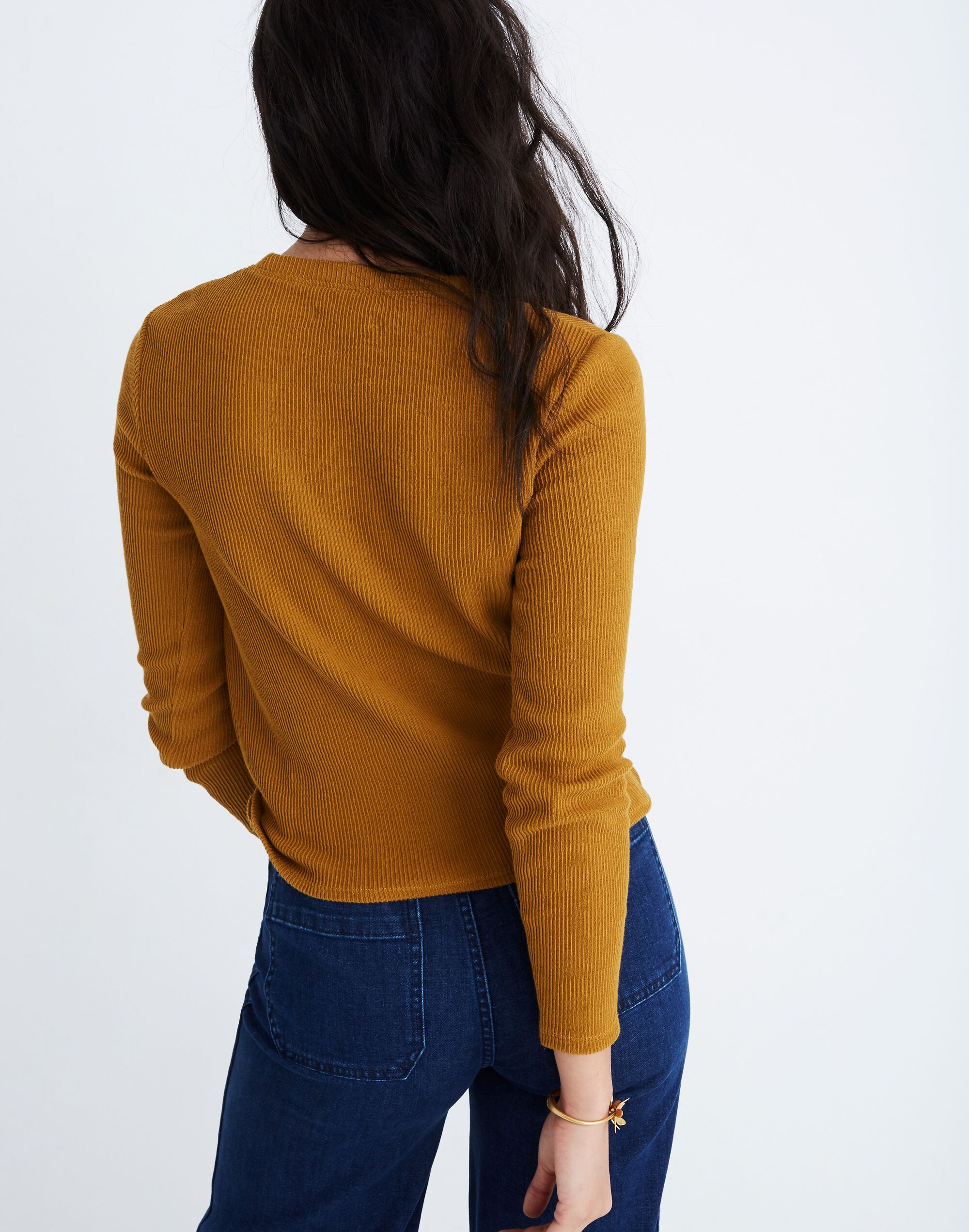 Texture &amp; Thread Jacquard Knot-Front Top