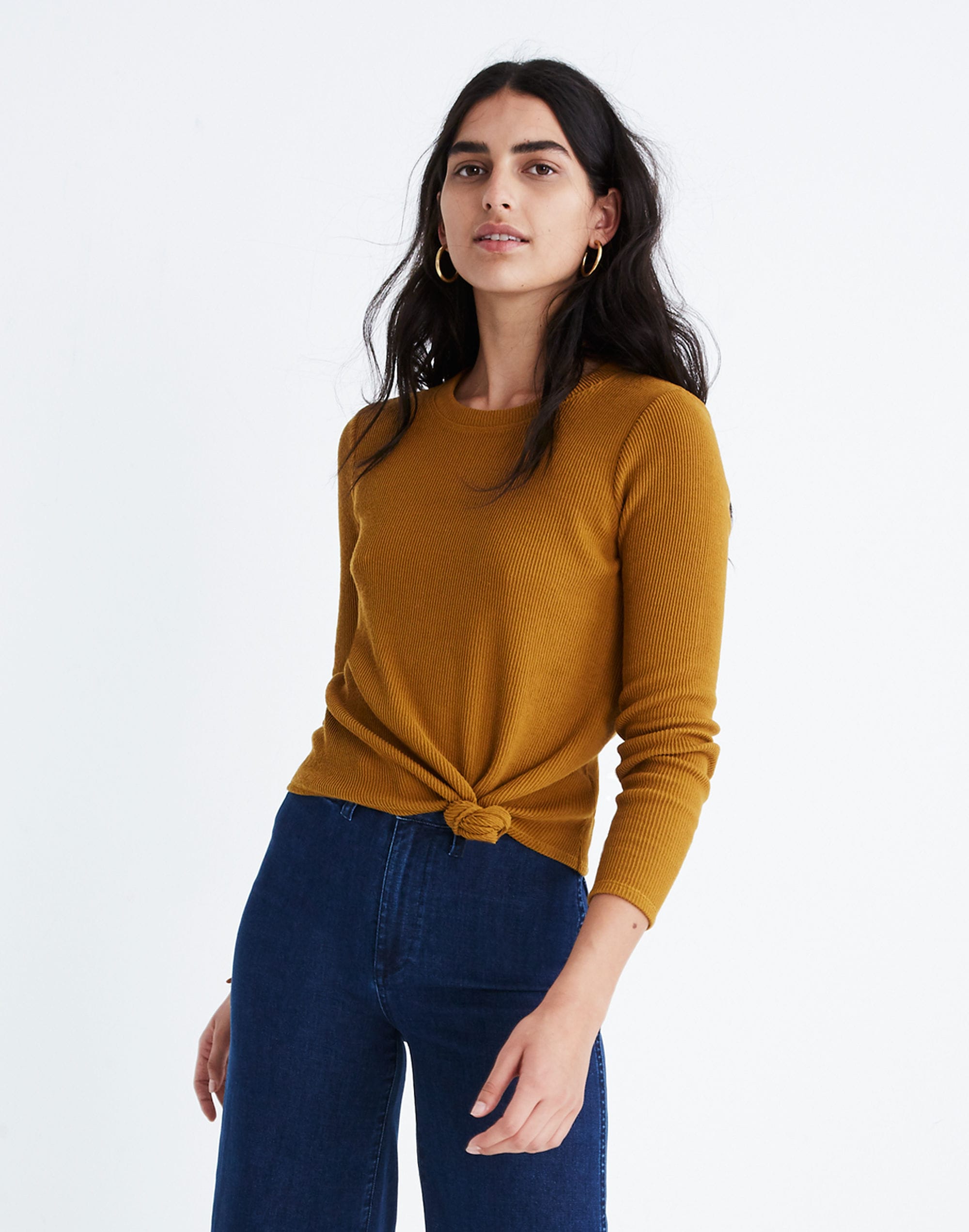 Texture &amp; Thread Jacquard Knot-Front Top