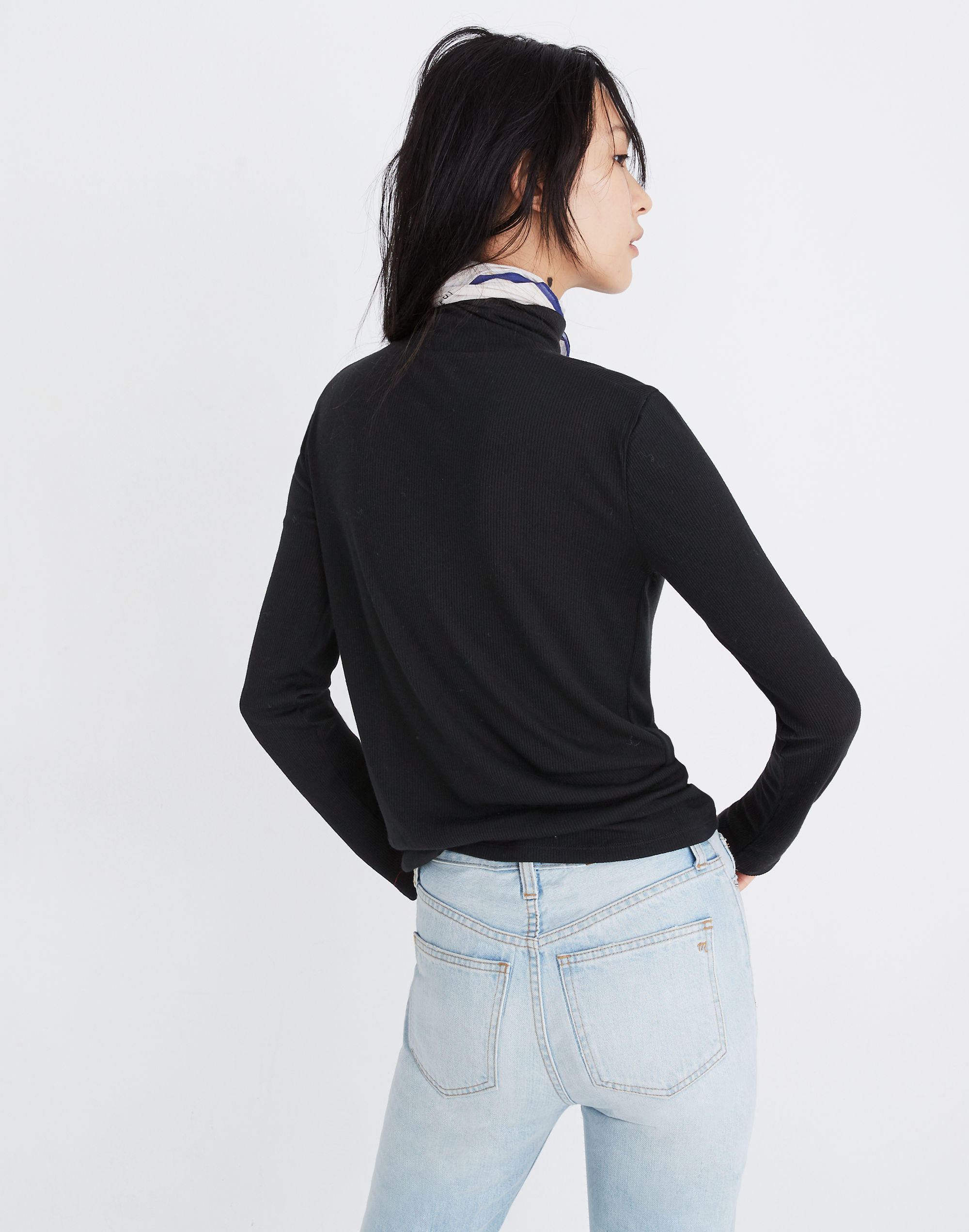Fine Ribbed Turtleneck Top