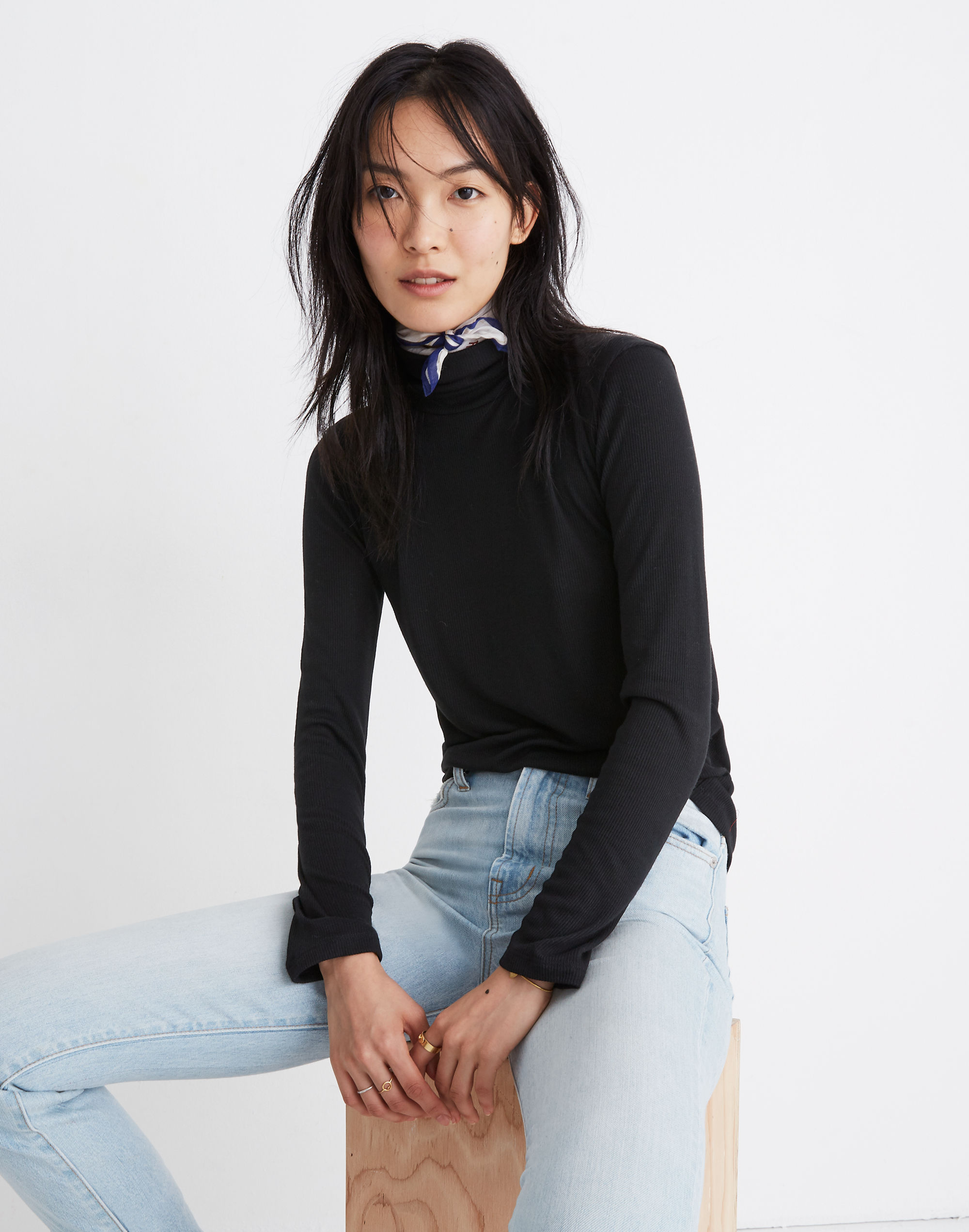 fine ribbed turtleneck top