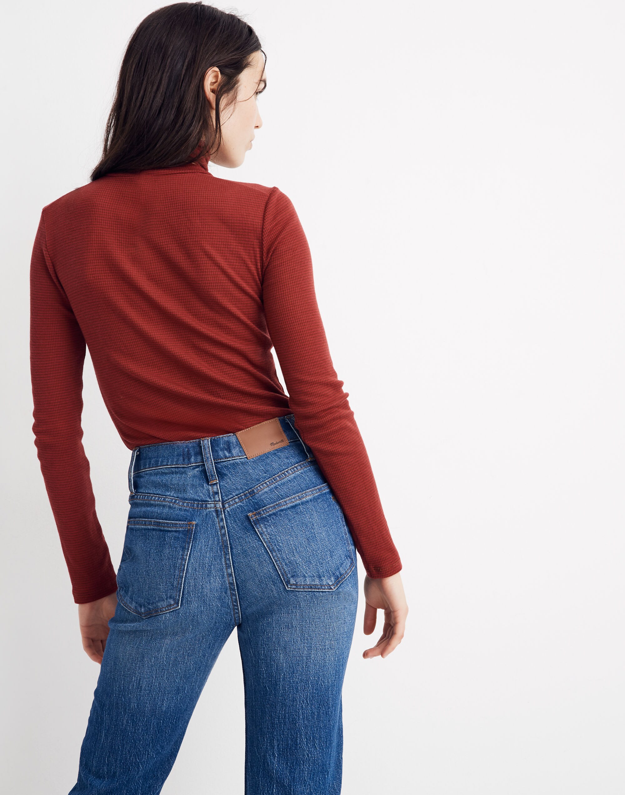 Fine Ribbed Turtleneck Top in Lesley Stripe