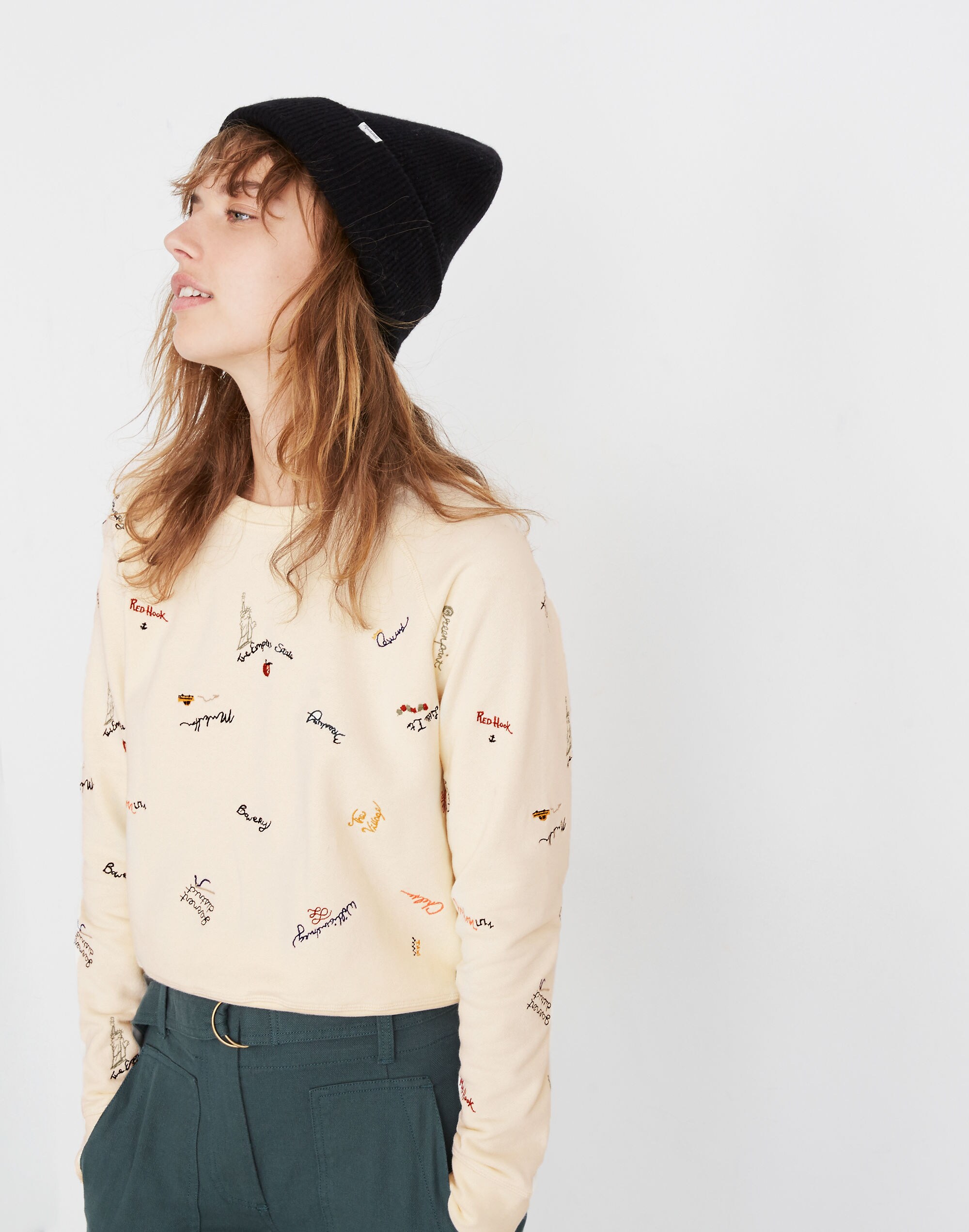 Embroidered Shrunken Sweatshirt in Subway Graffiti