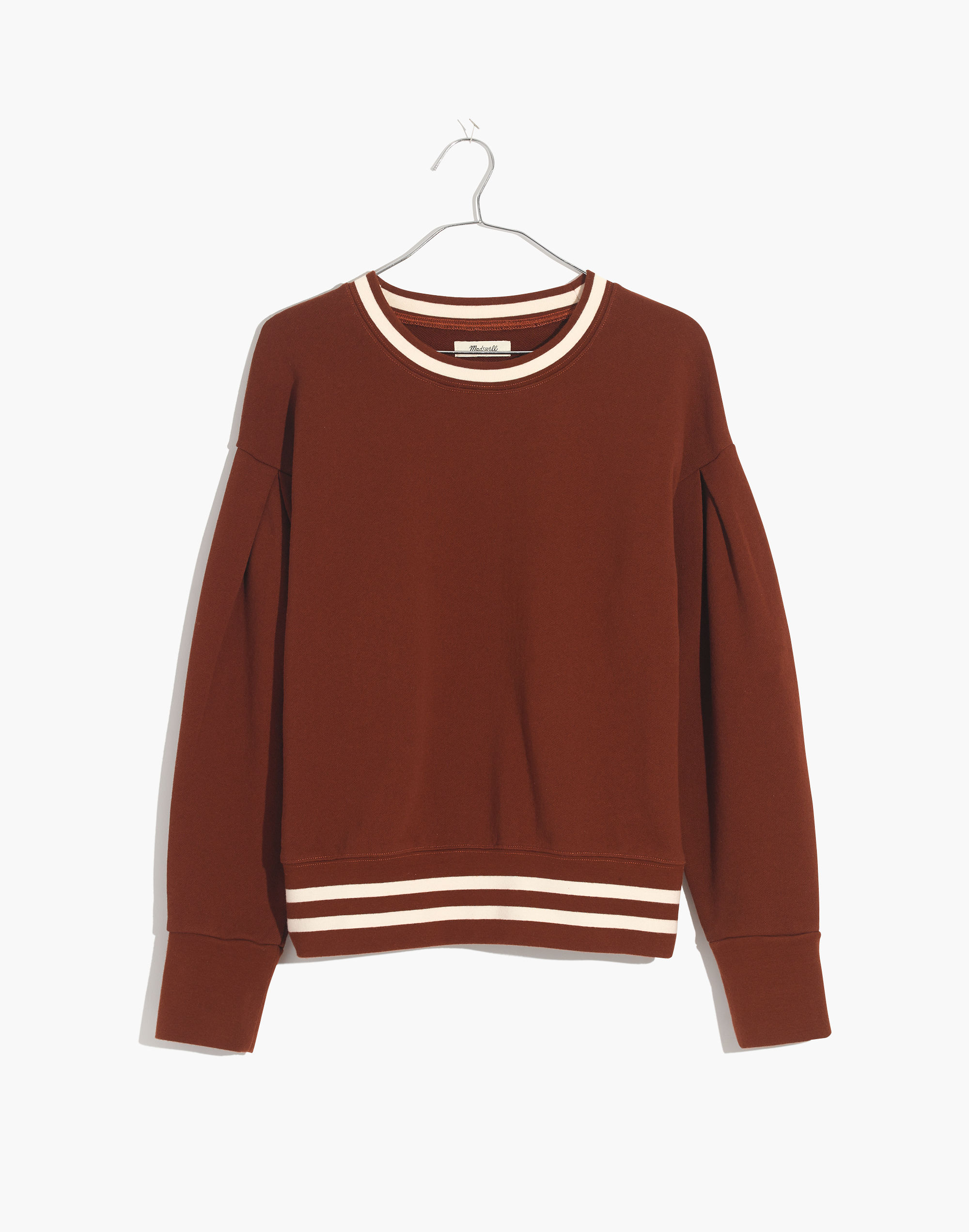 Varsity Stripe Pleat-Sleeve Sweatshirt