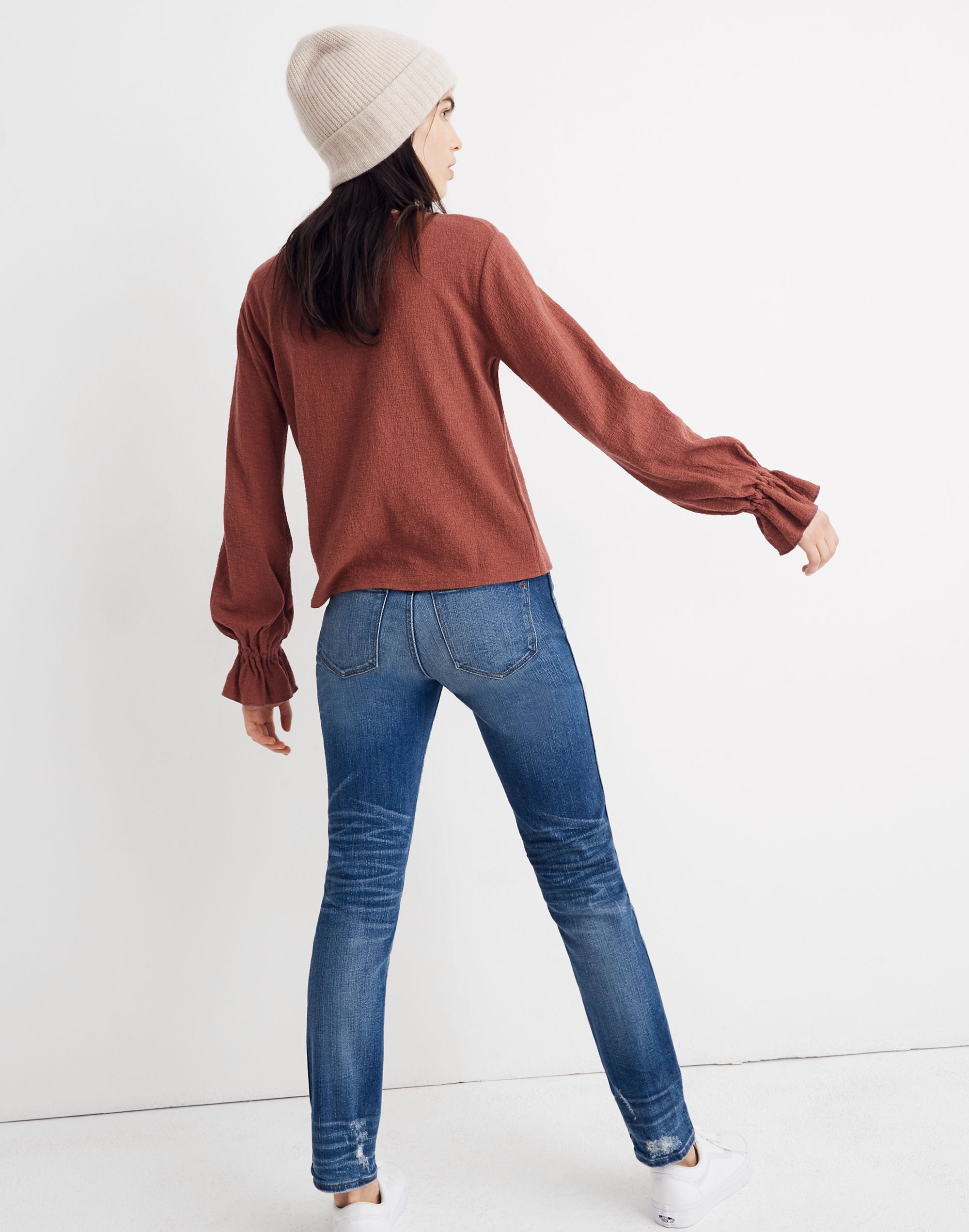 Texture &amp; Thread Ruffle-Cuff Top