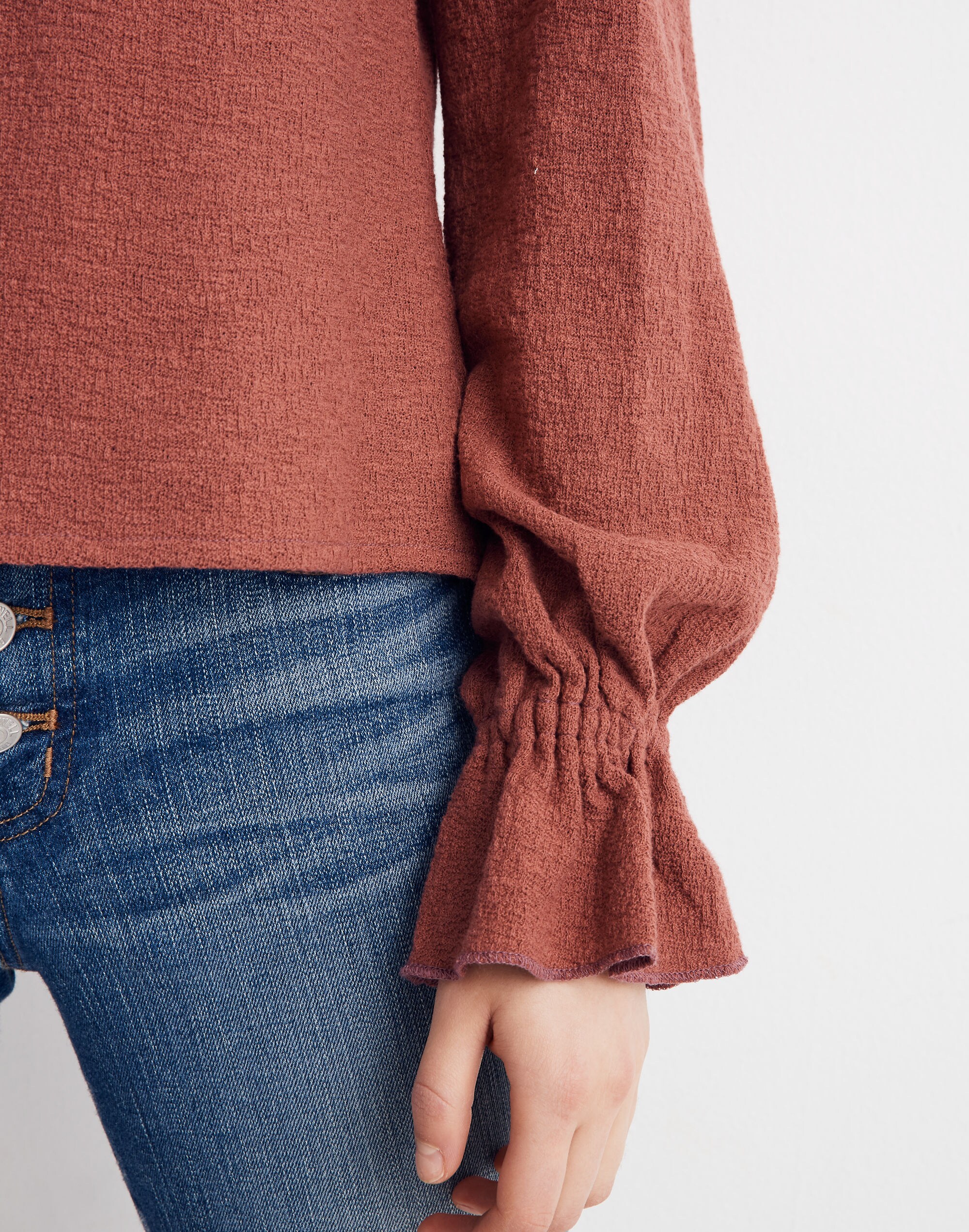 Texture &amp; Thread Ruffle-Cuff Top