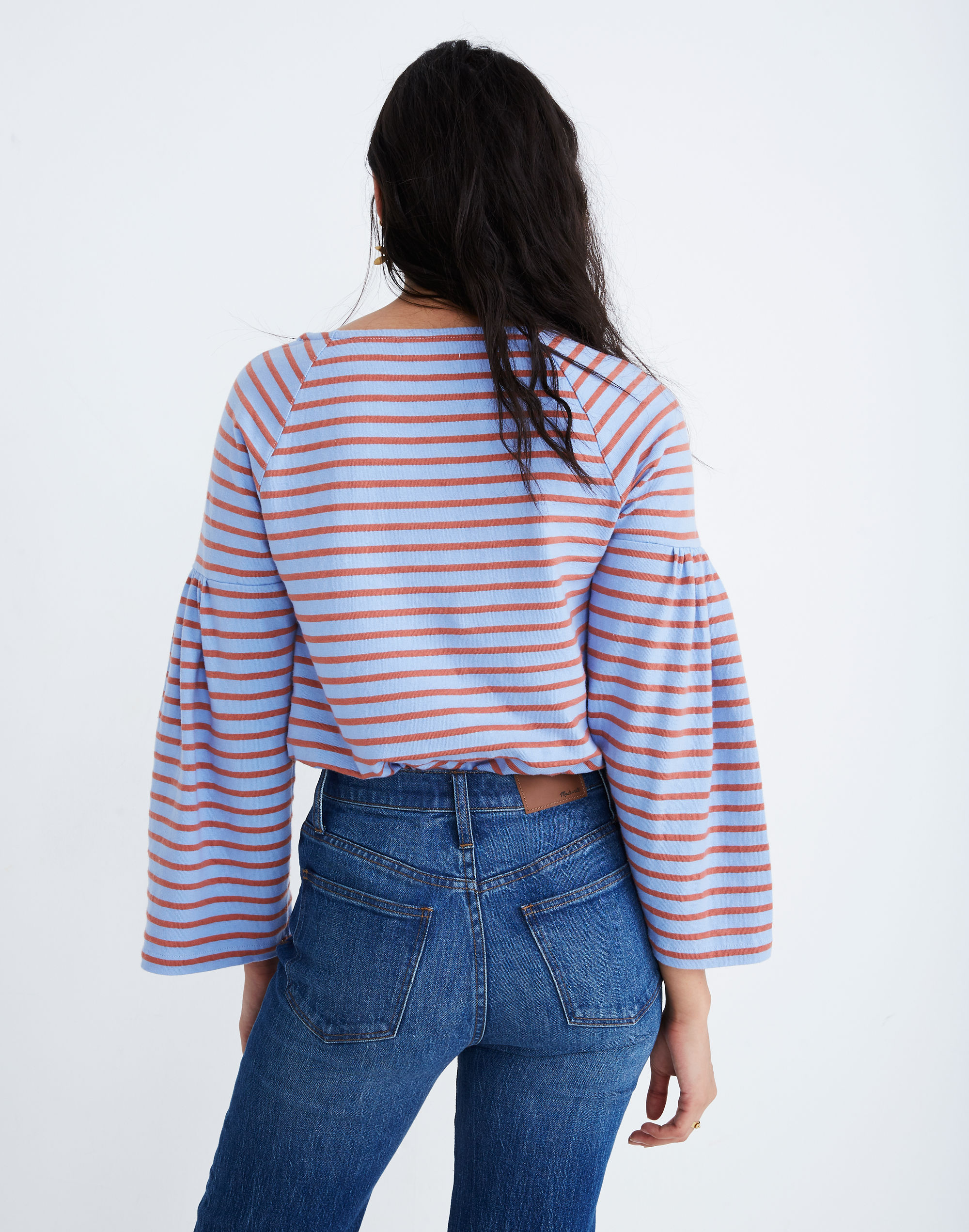 Shirred-Sleeve Sailor Top