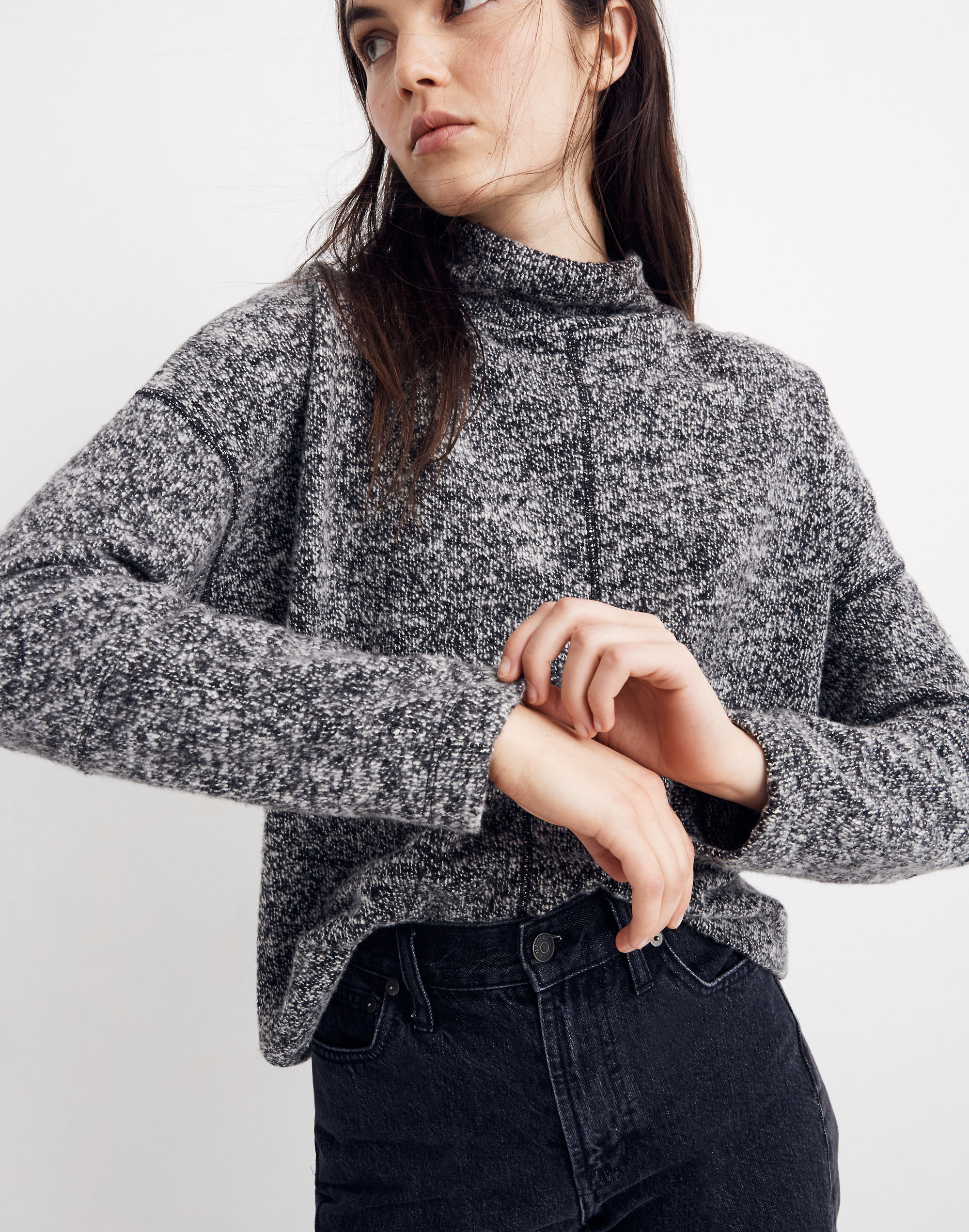 marled mockneck top